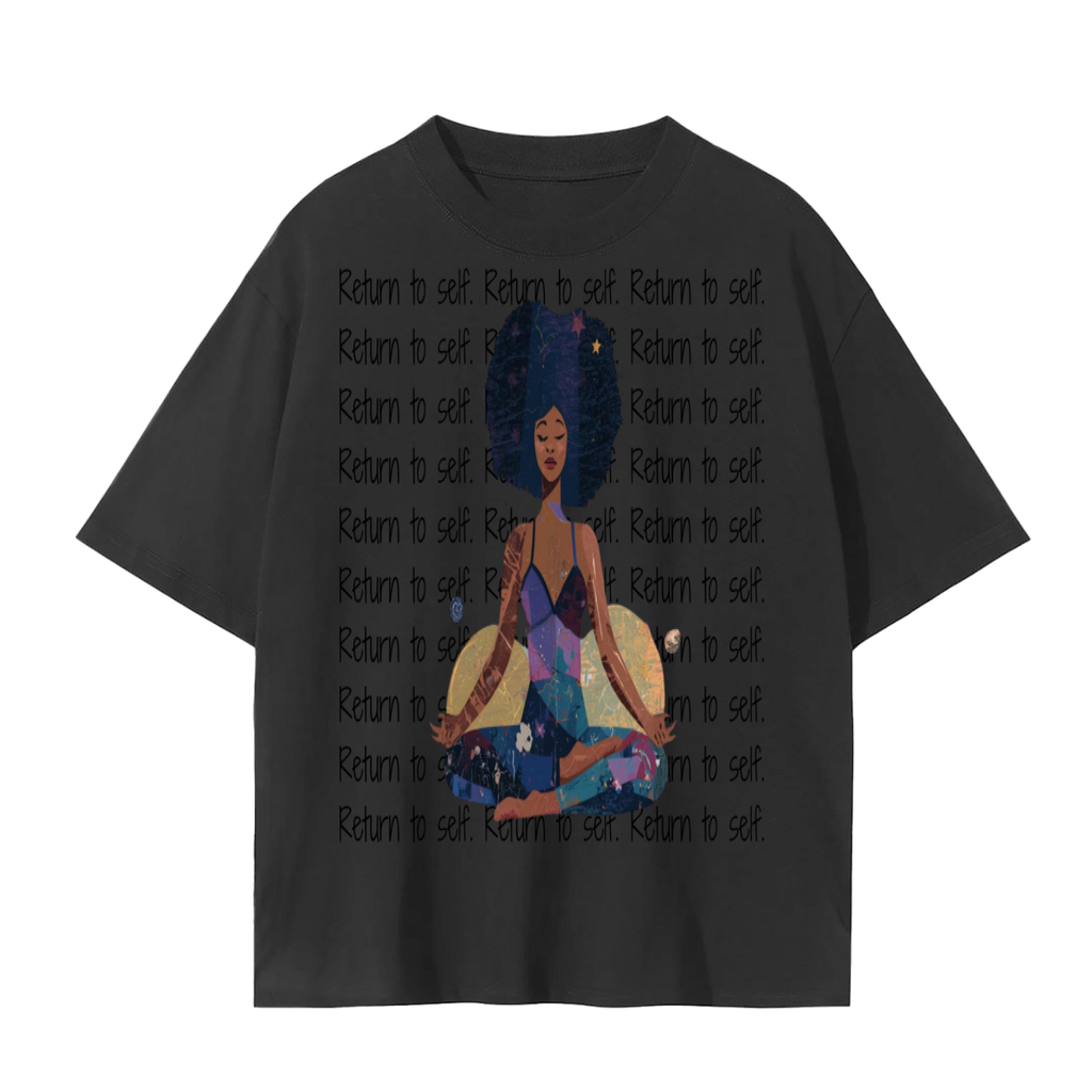 Return to Self Black Women Meditation Shirt | Soft Cotton Mindfulness Tee