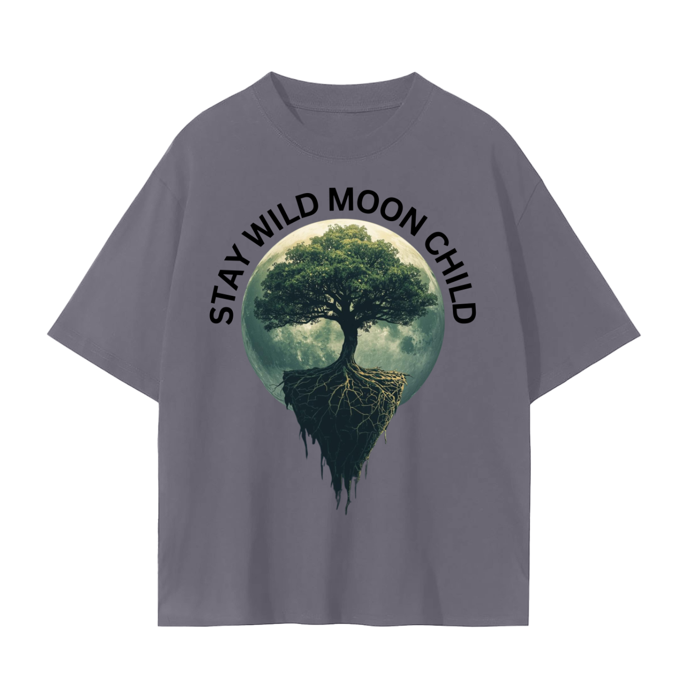 Moon Child Stay Wild T-Shirt | Cosmic Yoga & Meditation Cotton Tee