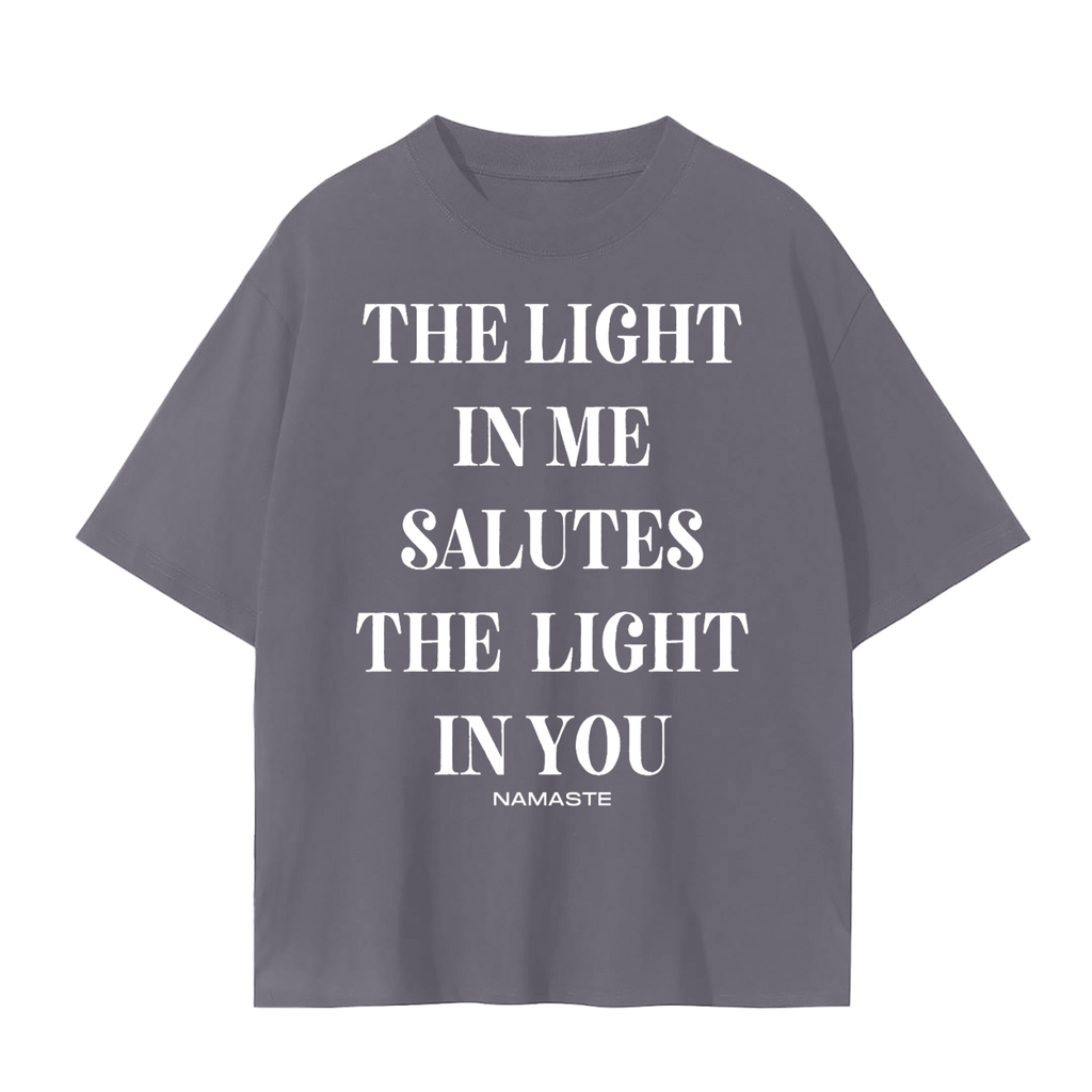 The Light In Me Salutes The Light In You T-Shirt | Namaste Yoga Cotton Tee