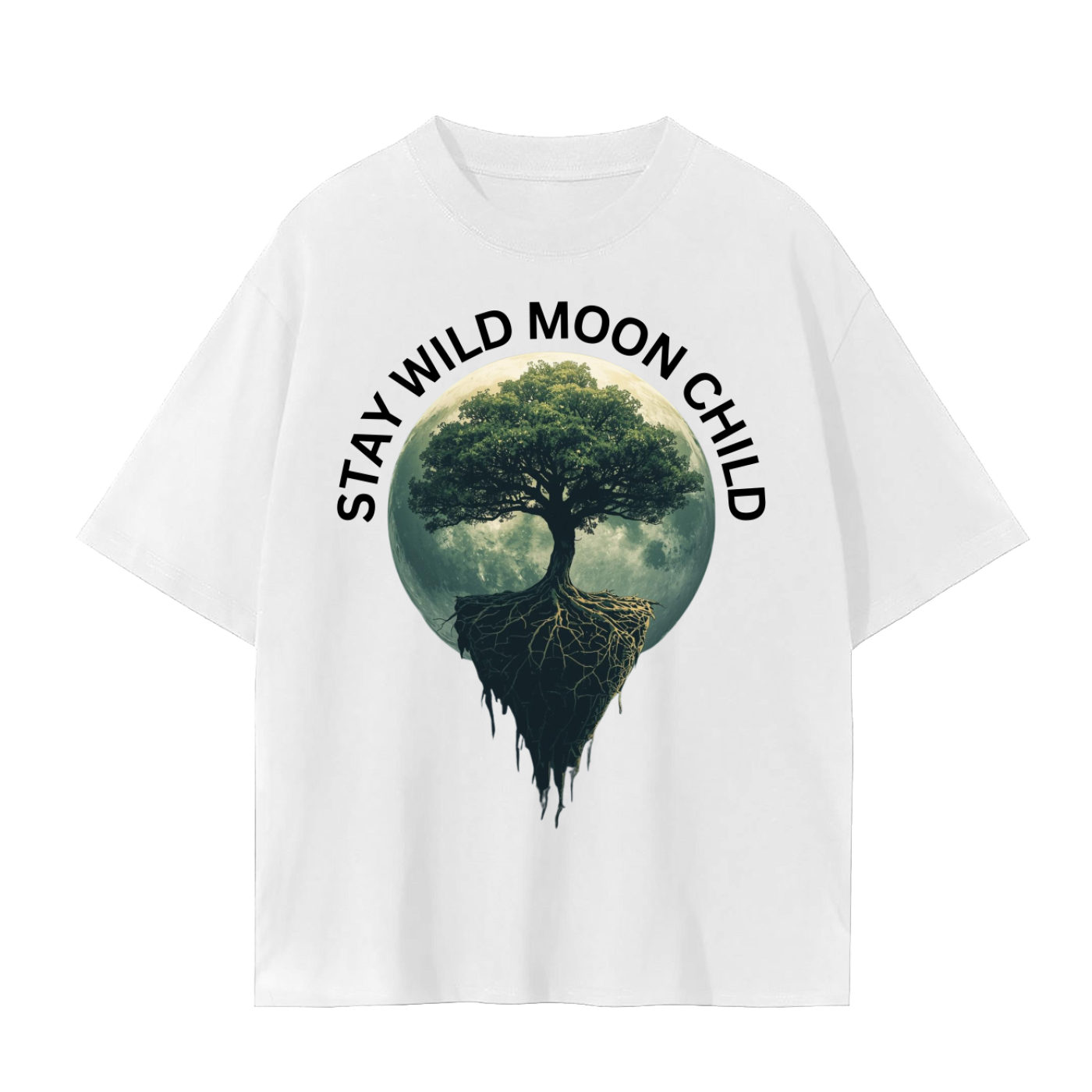 Moon Child Stay Wild T-Shirt | Cosmic Yoga & Meditation Cotton Tee