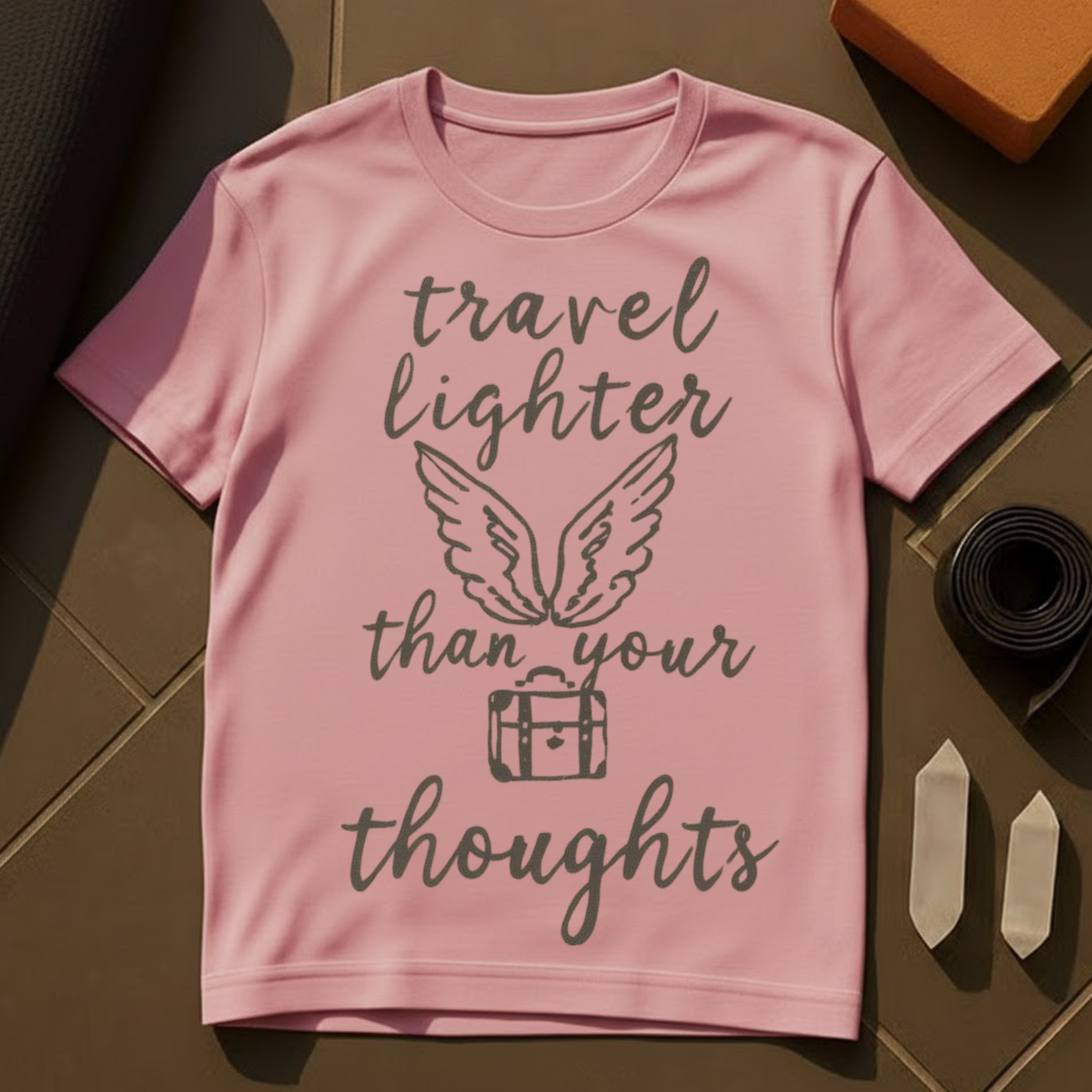 Travel Lighter Than Your Thoughts T-Shirt | Mindfulness Travel Yoga Cotton Tee