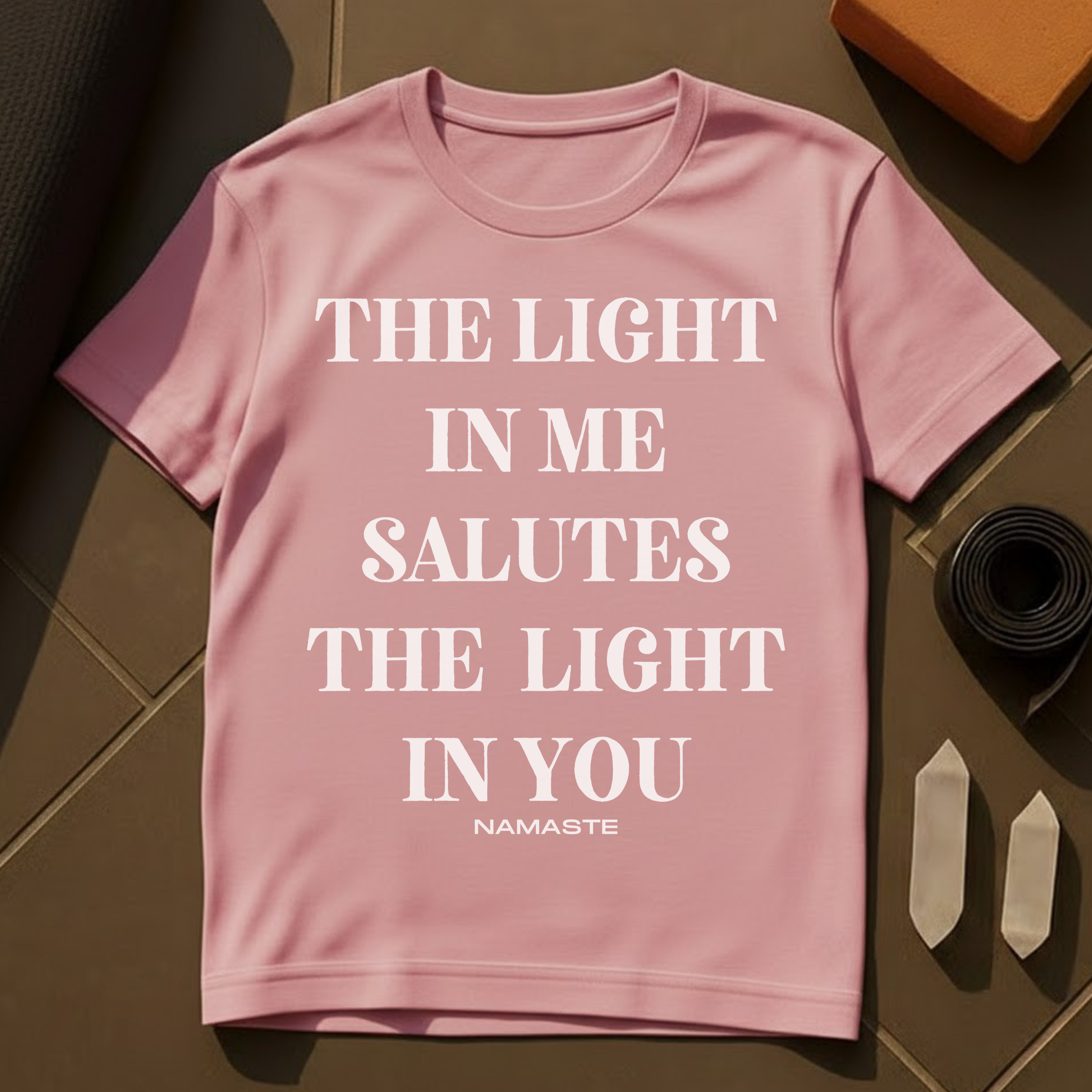 The Light In Me Salutes The Light In You T-Shirt | Namaste Yoga Cotton Tee