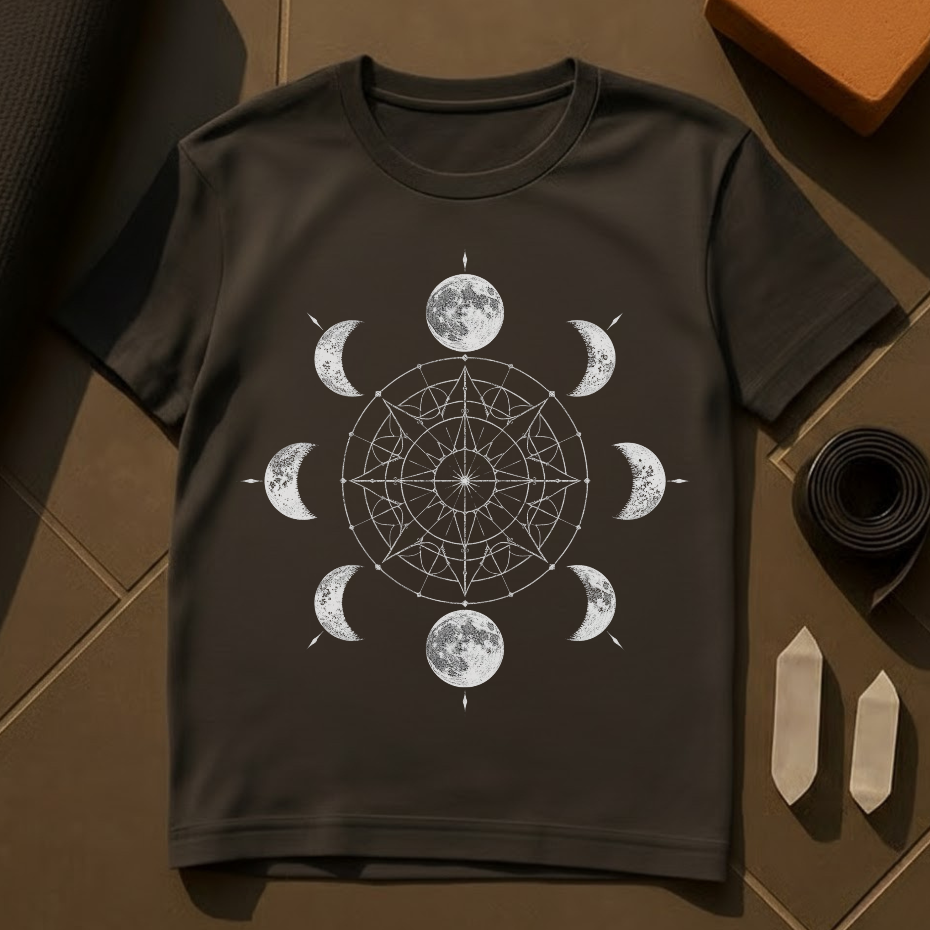Moon Mandala T-Shirt | Celestial Yoga & Meditation Cotton Tee