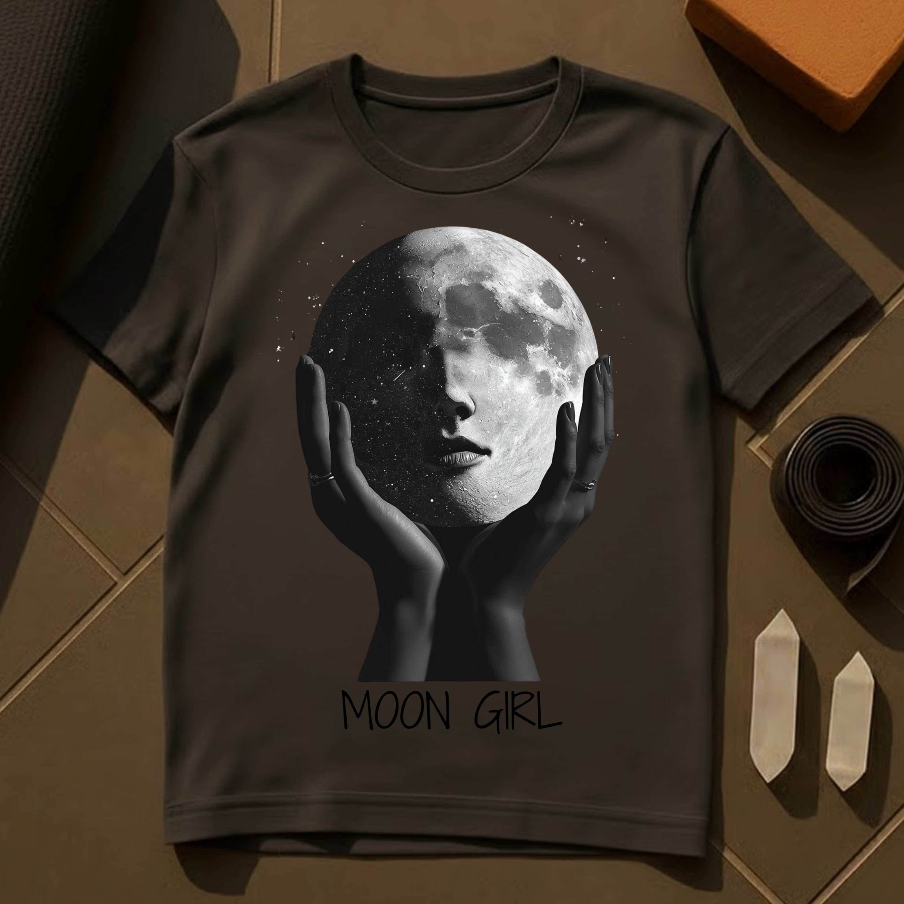 Moon Girl Energy T-Shirt | Celestial Yoga & Meditation Cotton Tee