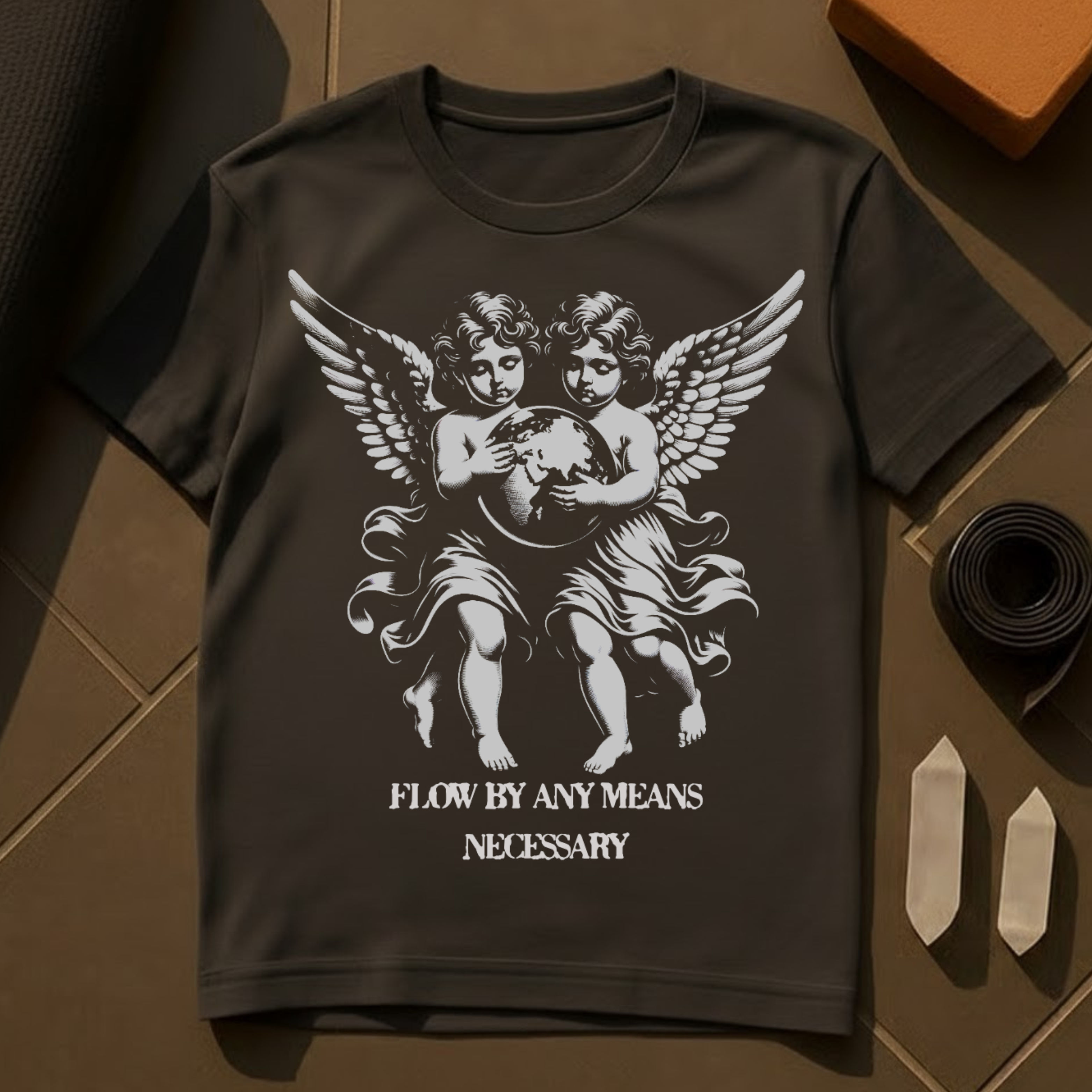 Flow By Any Means Necessary T-Shirt | Resilient Mindset Yoga Cotton Tee | TAPAS BRAHMACHARYA