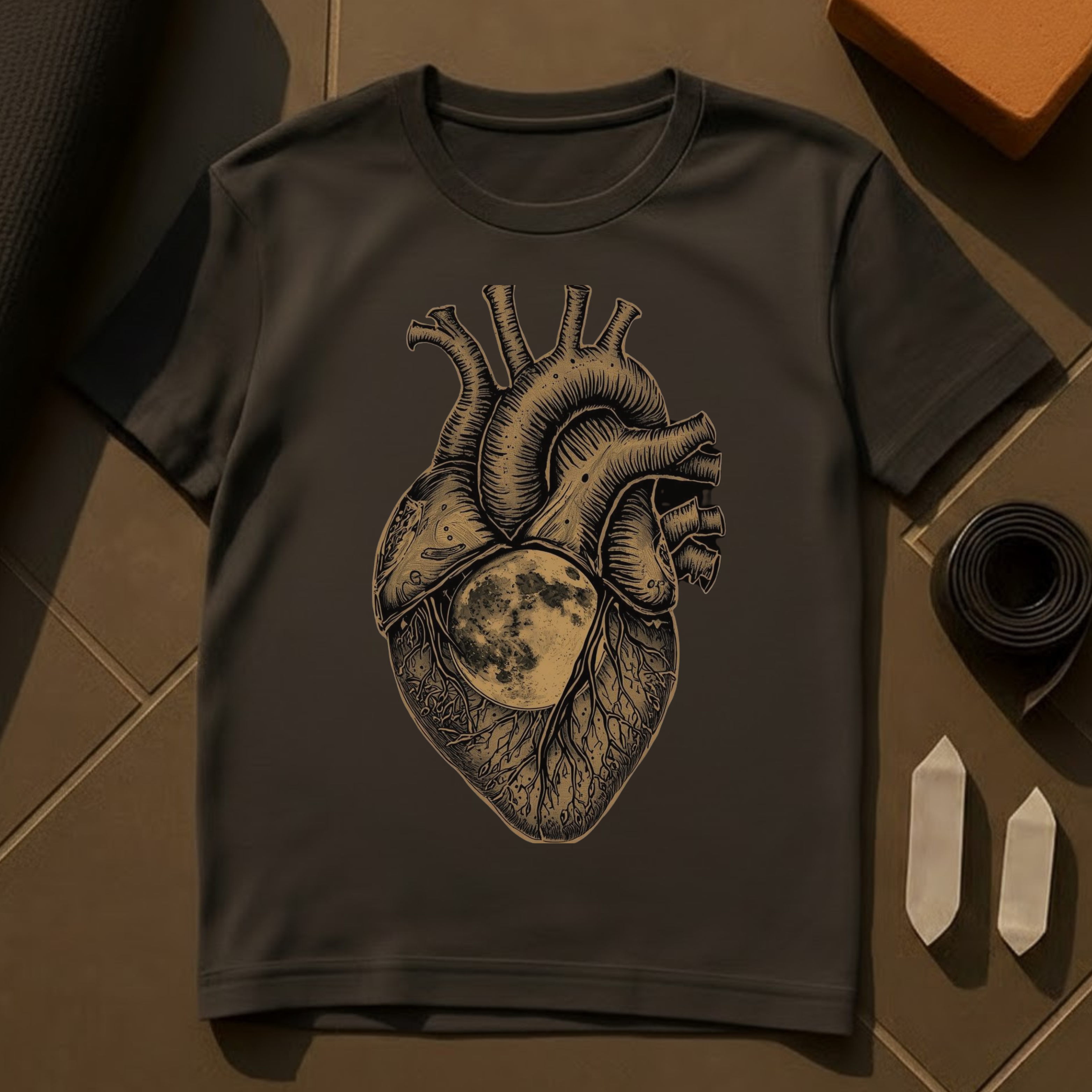 The Moon Is My Heart T-Shirt | Celestial Yoga & Meditation Cotton Tee | Heart Chakra Vibes