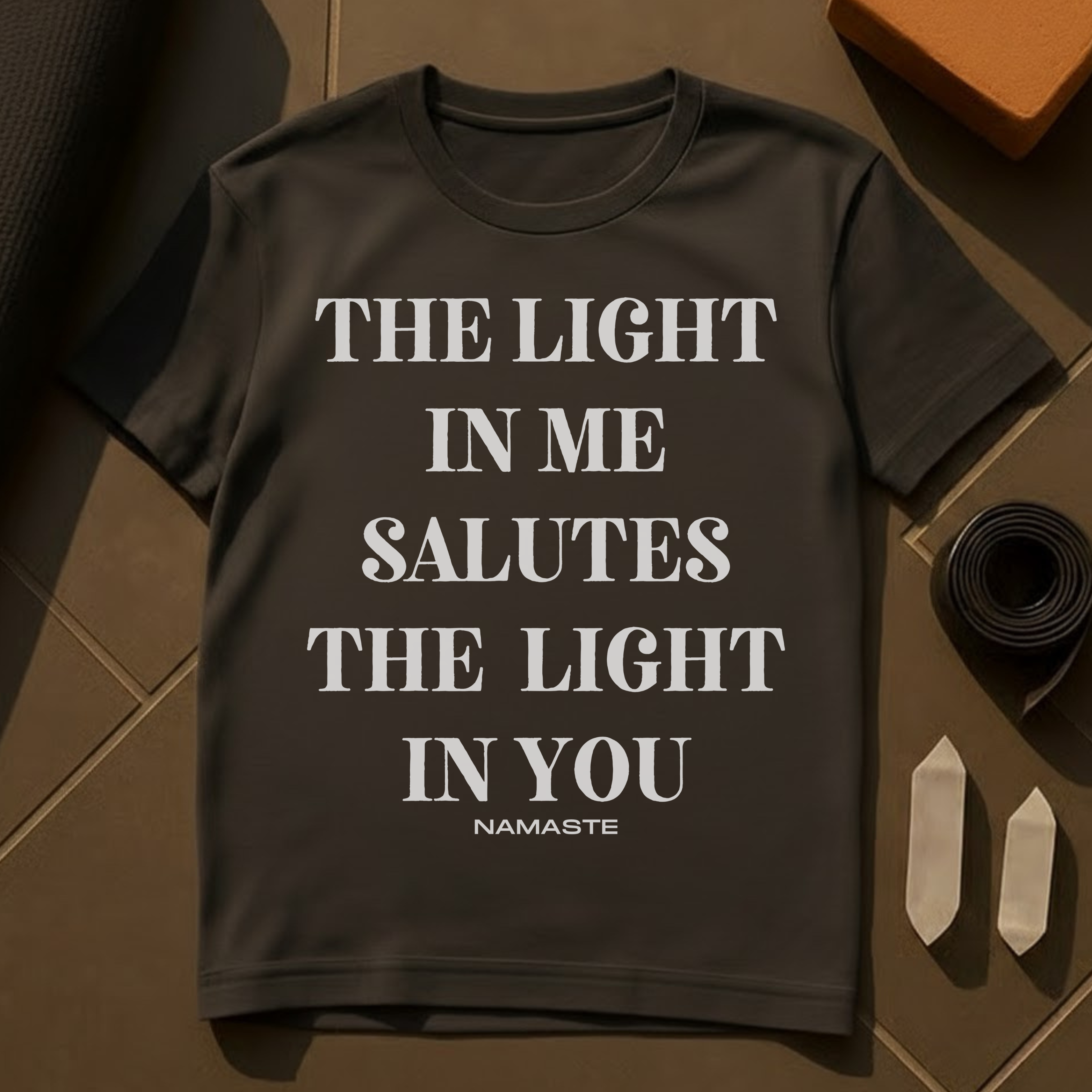 The Light In Me Salutes The Light In You T-Shirt | Namaste Yoga Cotton Tee