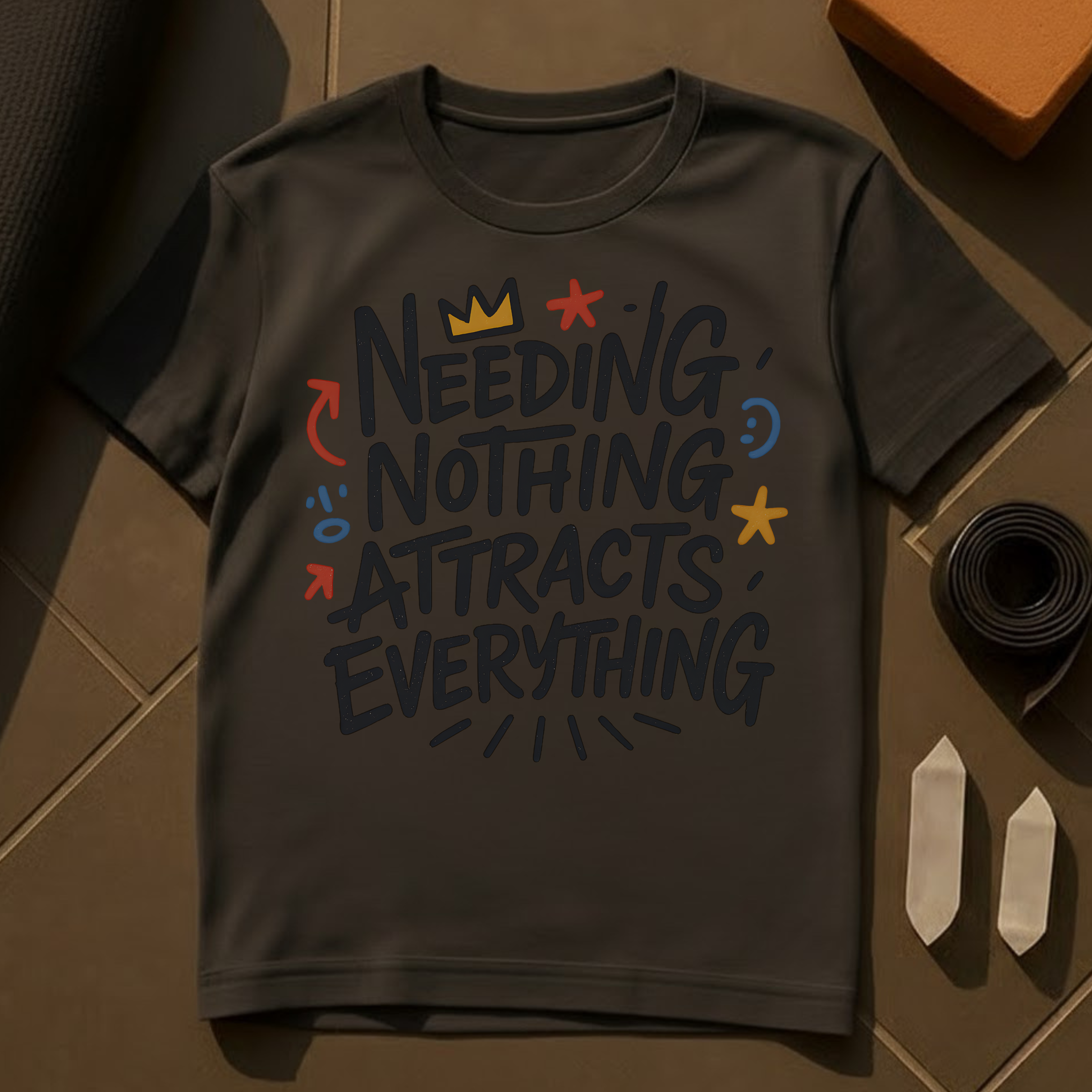 Needing Nothing Attracts Everything T-Shirt | Detachment & Abundance Mindset Cotton Tee
