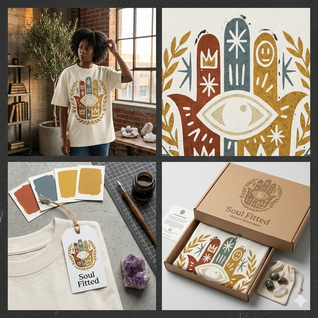 Hamsa Hand T-Shirt | Spiritual Streetwear Oversized White Tee | Soul Fitted
