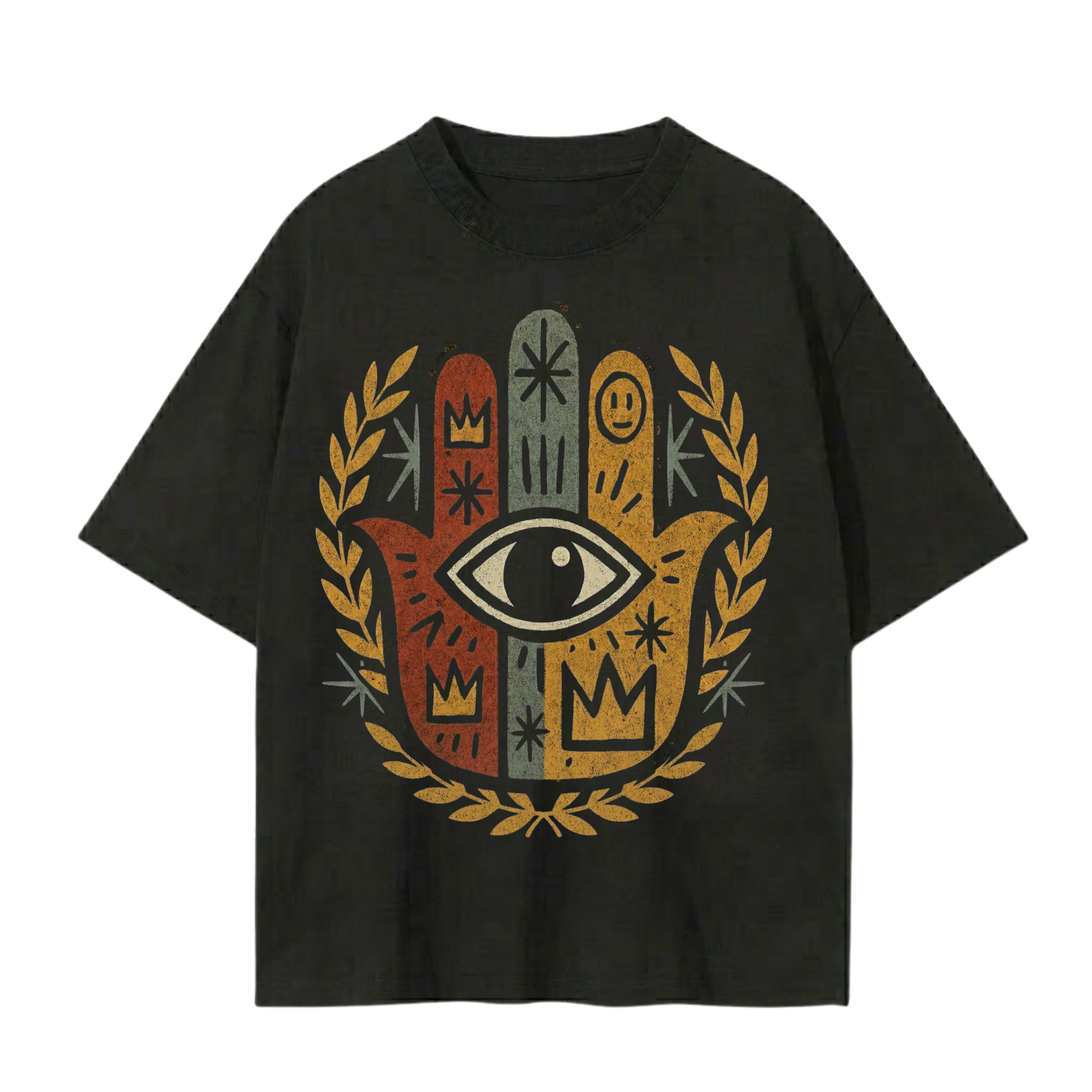 Hamsa Hand T-Shirt | Spiritual Streetwear Oversized Tee | Soul Fitted
