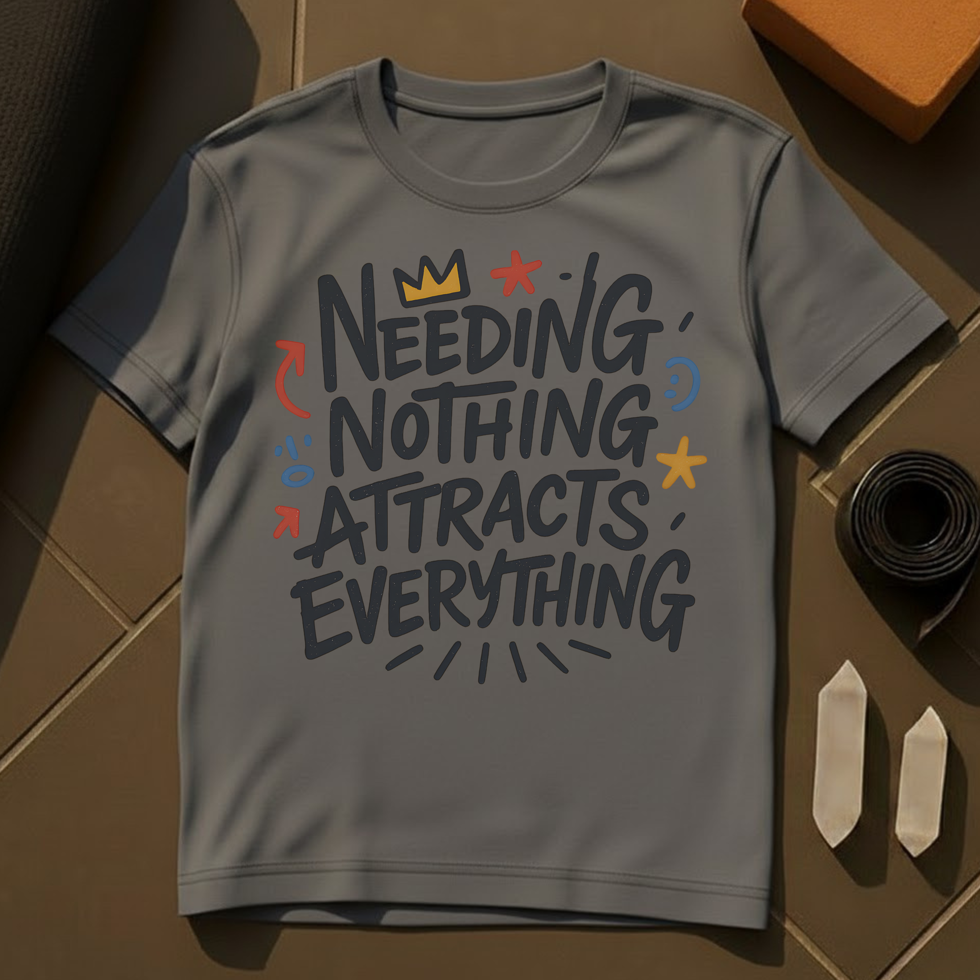 Needing Nothing Attracts Everything T-Shirt | Detachment & Abundance Mindset Cotton Tee