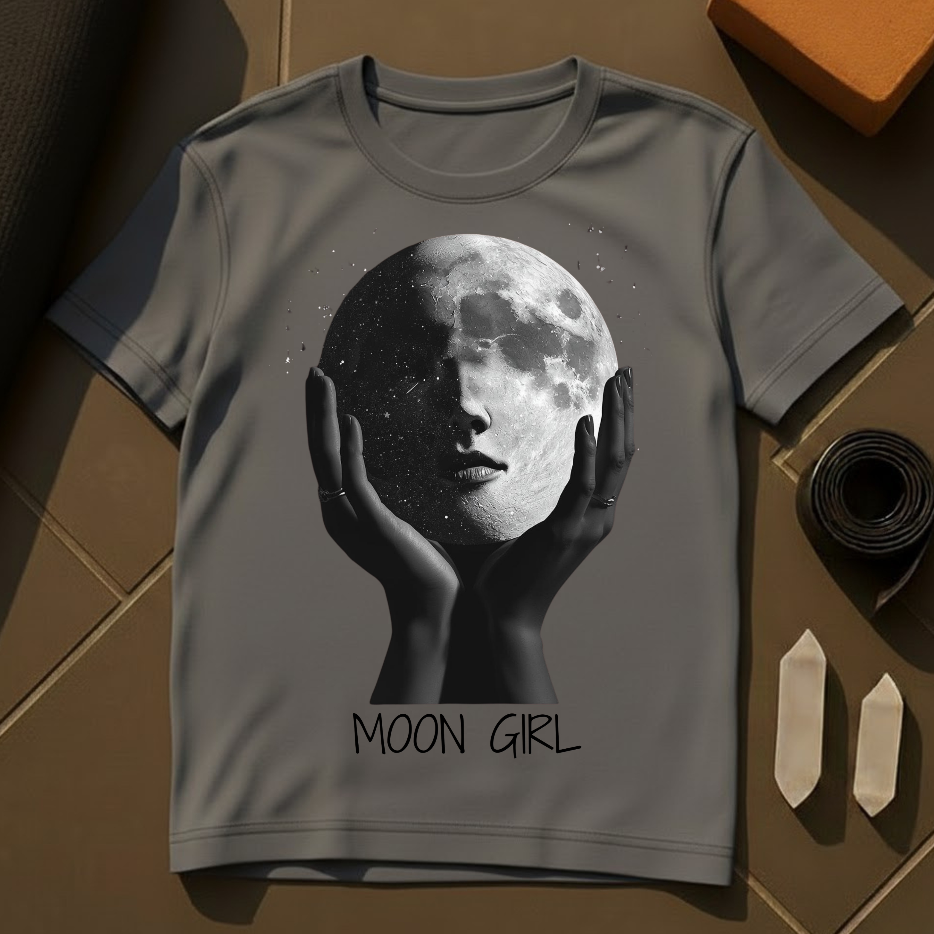Moon Girl Energy T-Shirt | Celestial Yoga & Meditation Cotton Tee
