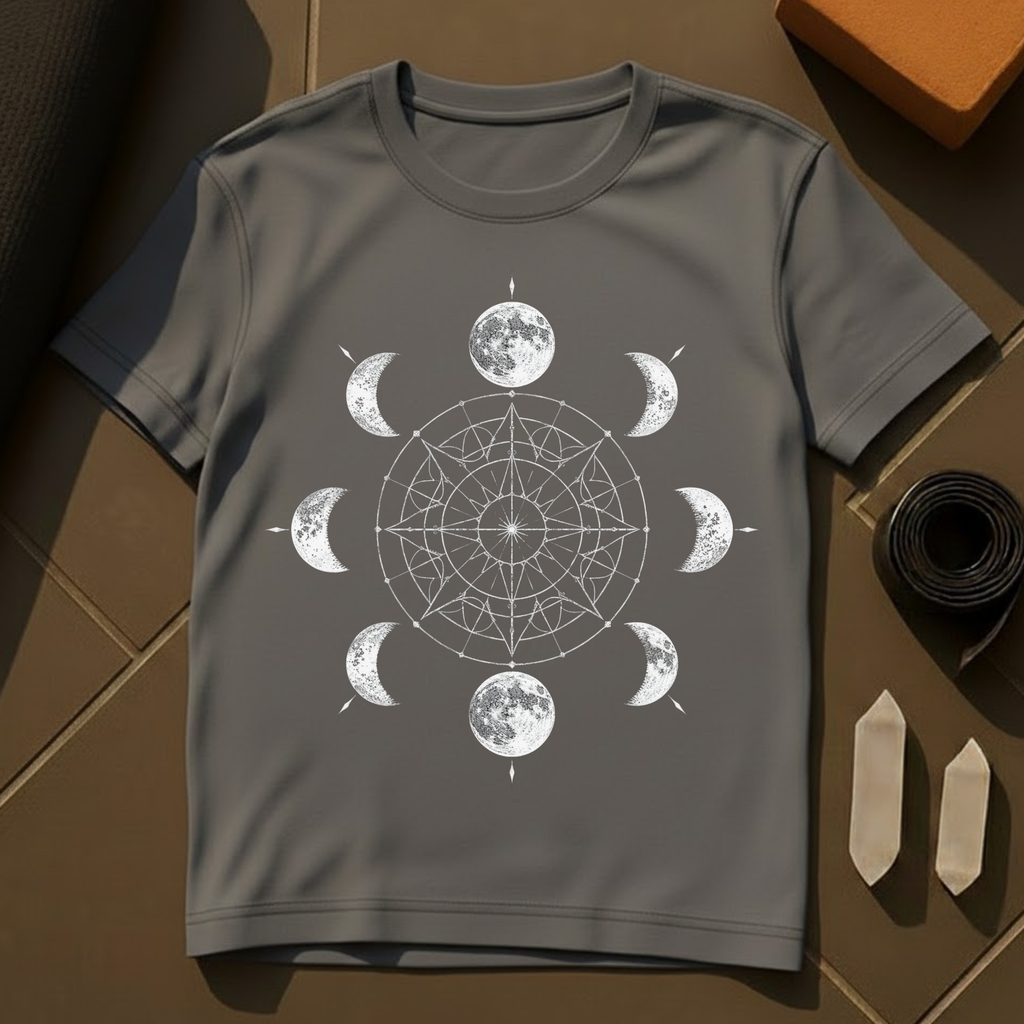 Moon Mandala T-Shirt | Celestial Yoga & Meditation Cotton Tee