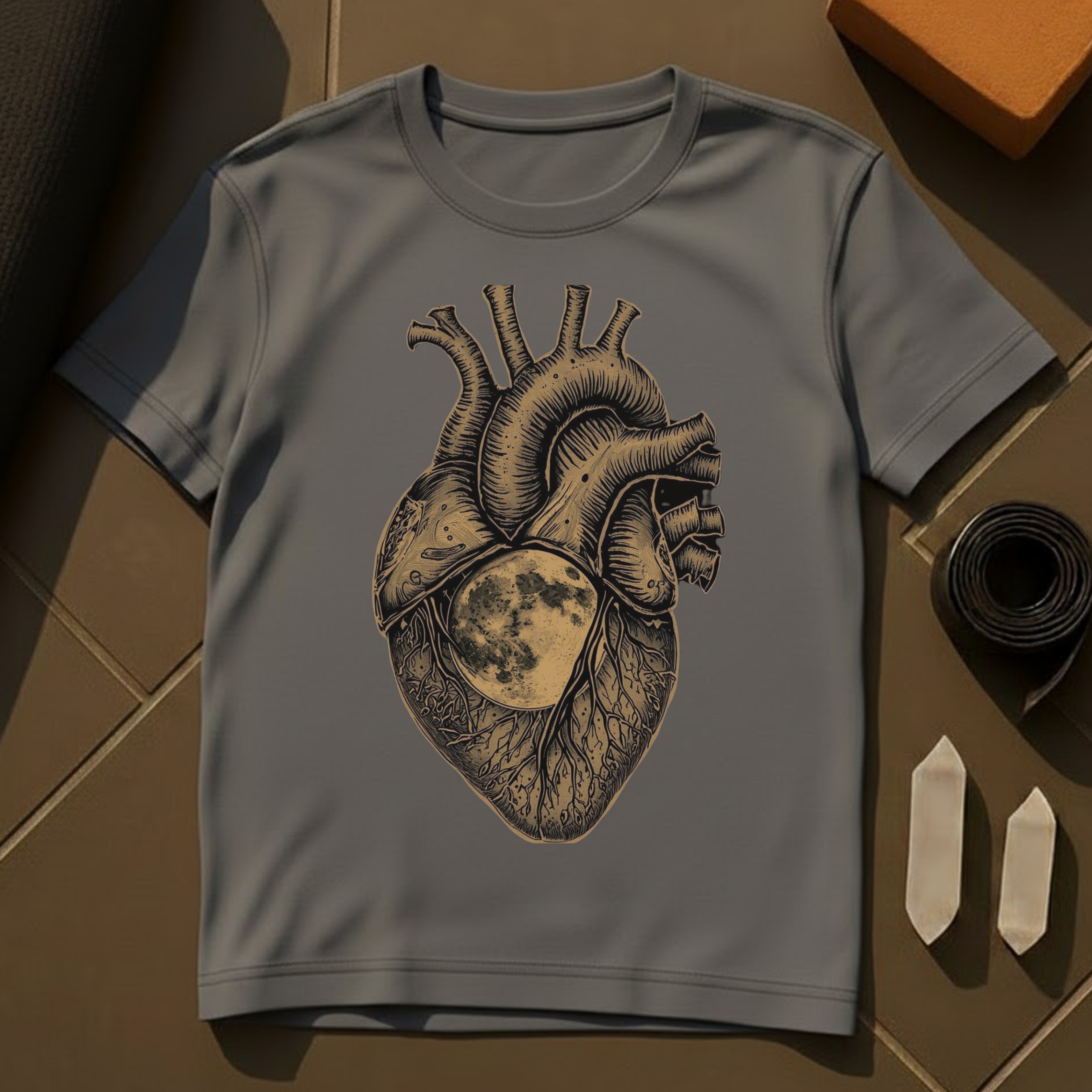 The Moon Is My Heart T-Shirt | Celestial Yoga & Meditation Cotton Tee | Heart Chakra Vibes