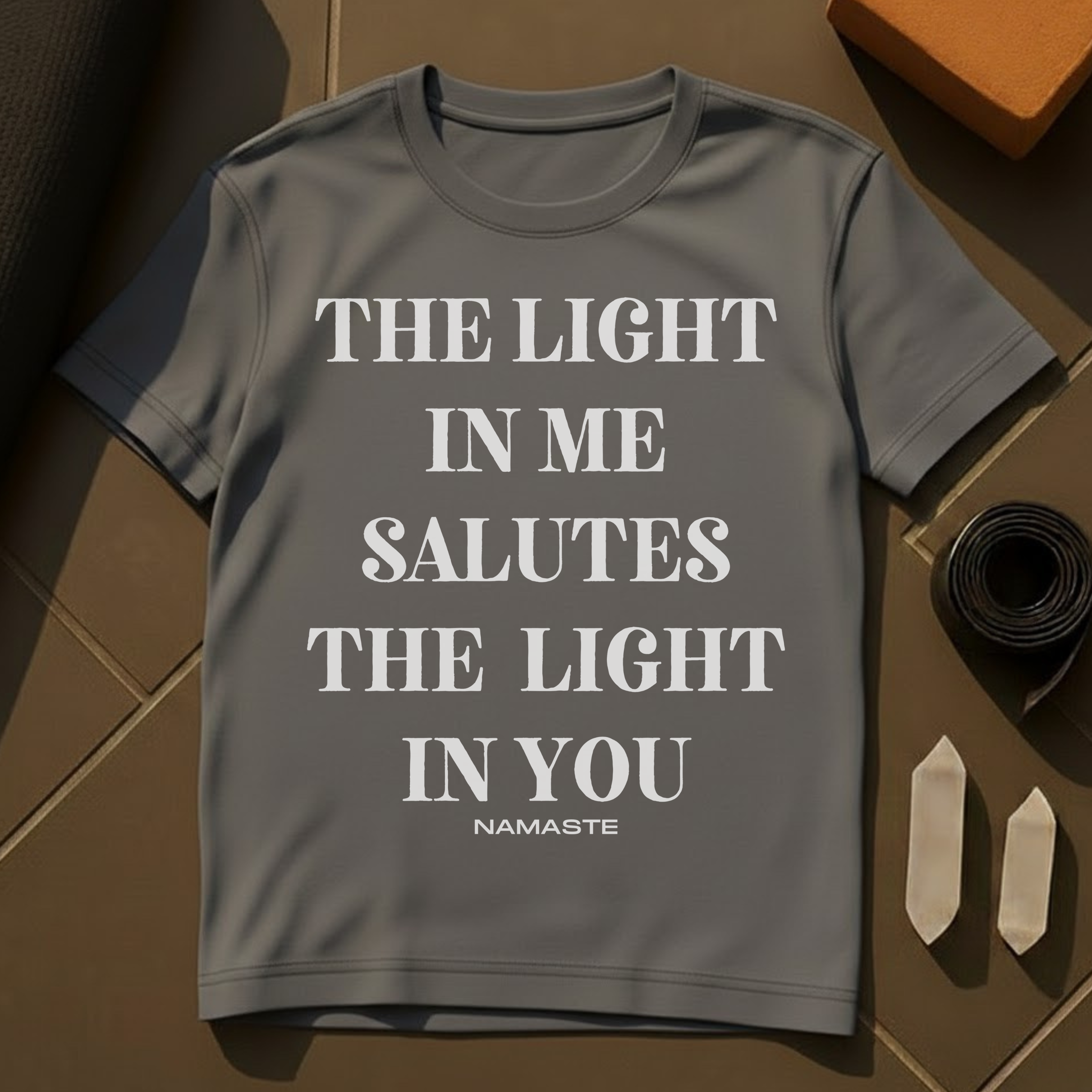 The Light In Me Salutes The Light In You T-Shirt | Namaste Yoga Cotton Tee