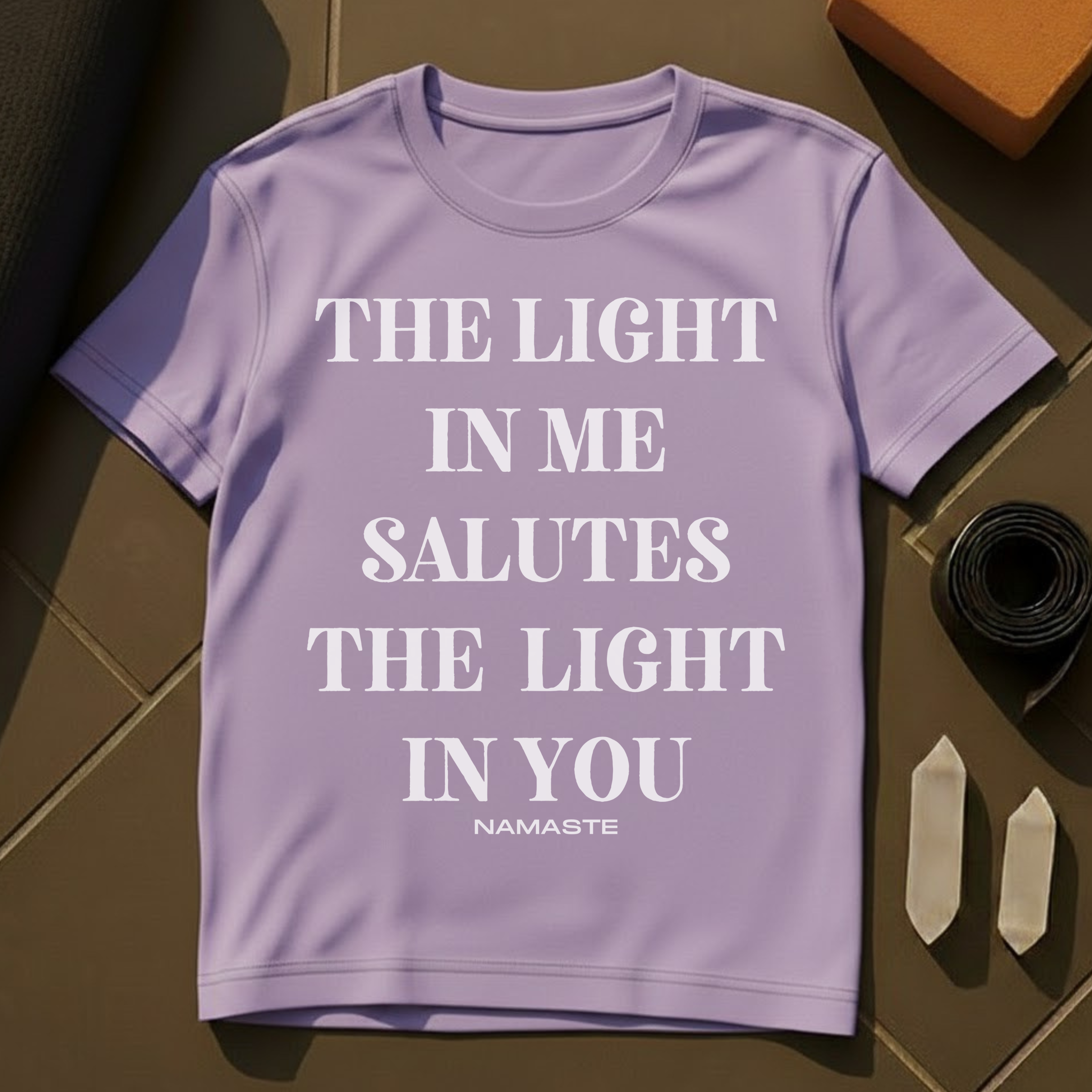 The Light In Me Salutes The Light In You T-Shirt | Namaste Yoga Cotton Tee