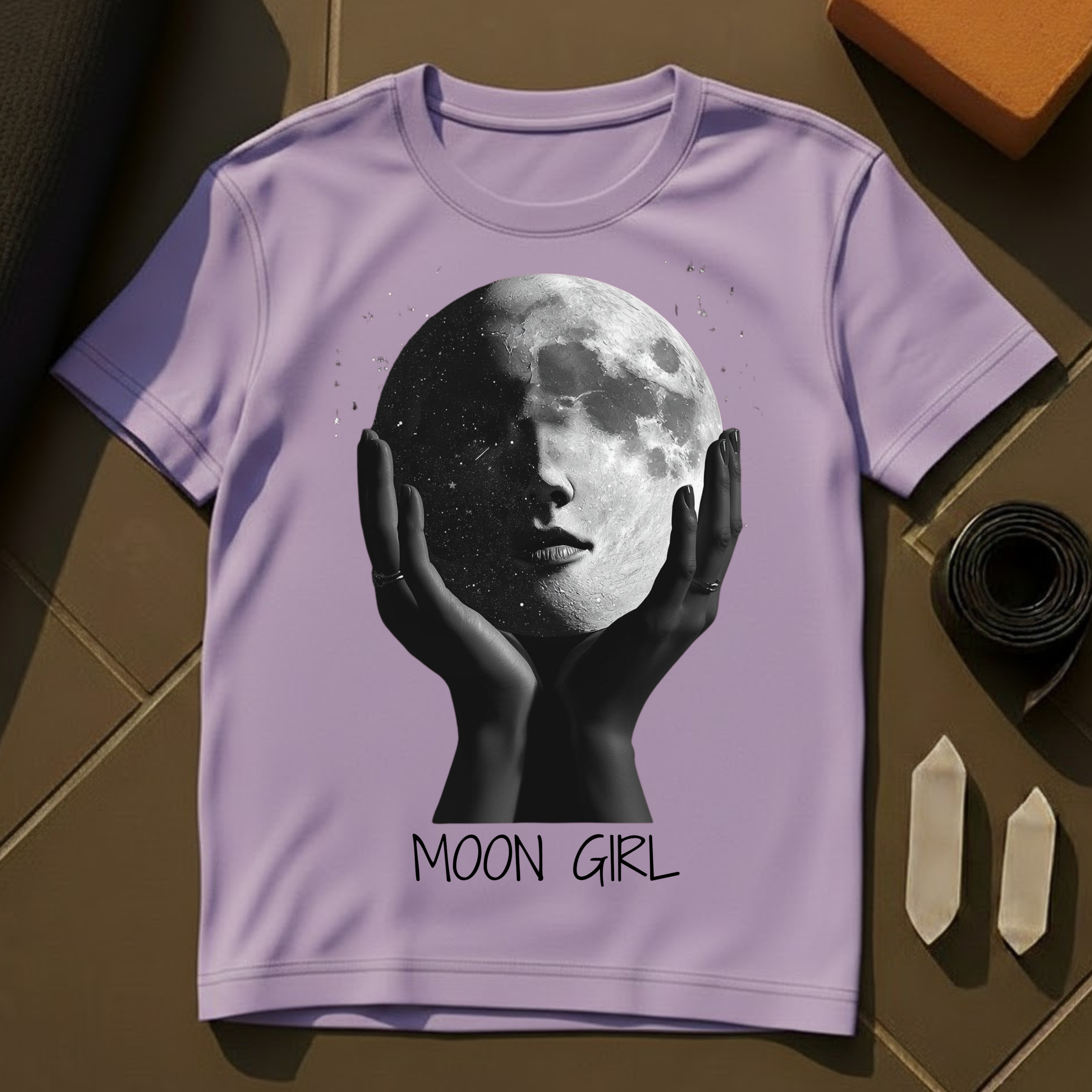 Moon Girl Energy T-Shirt | Celestial Yoga & Meditation Cotton Tee