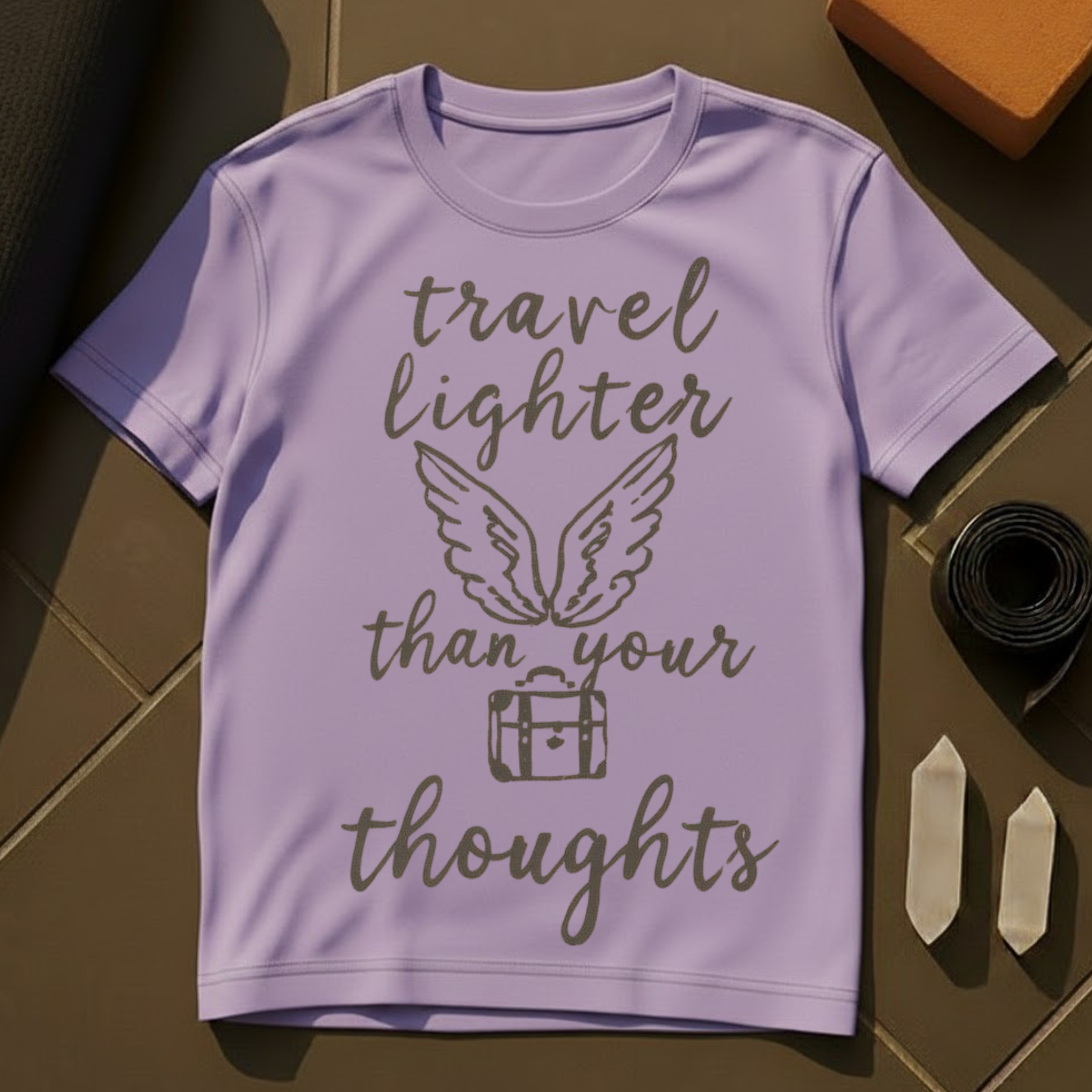 Travel Lighter Than Your Thoughts T-Shirt | Mindfulness Travel Yoga Cotton Tee