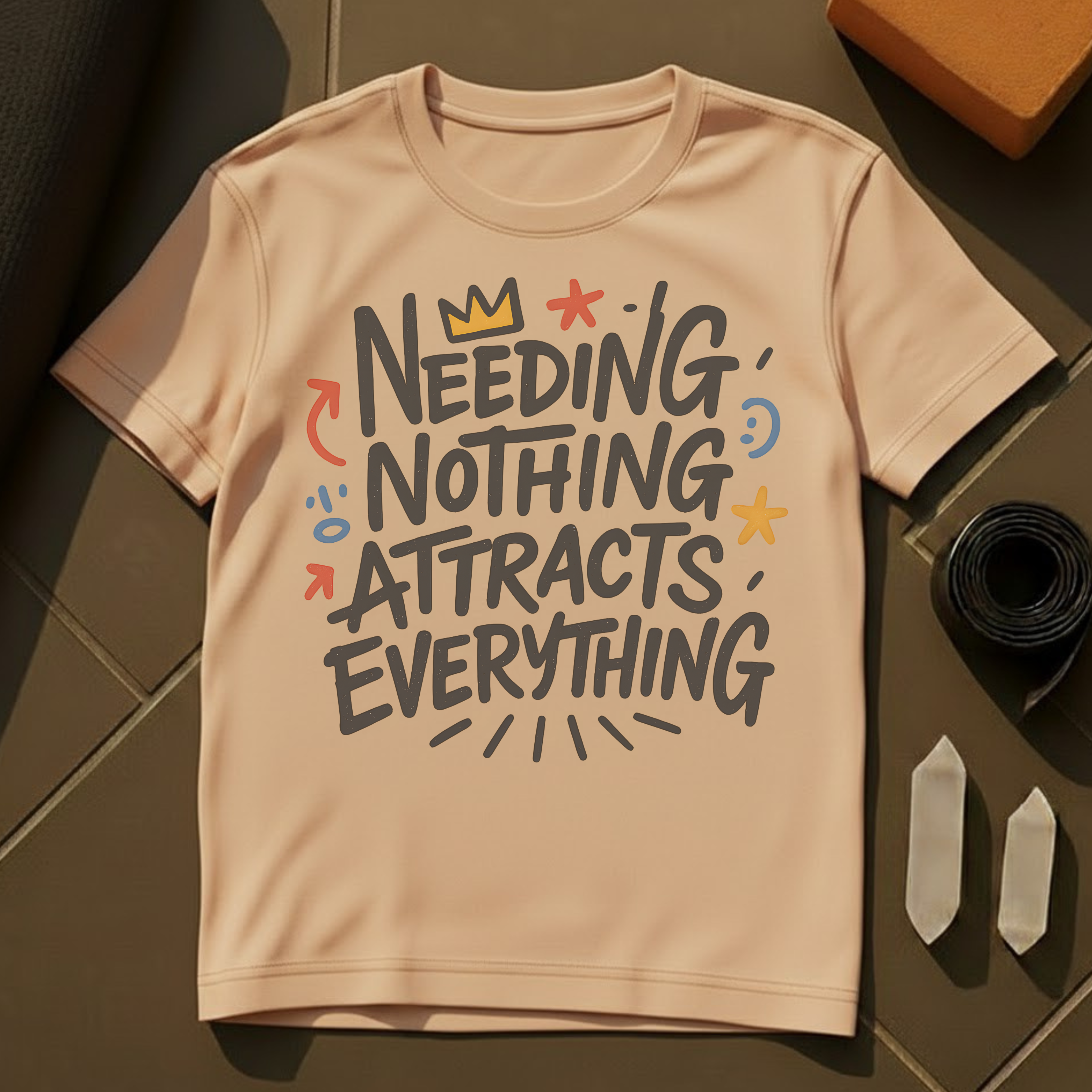 Needing Nothing Attracts Everything T-Shirt | Detachment & Abundance Mindset Cotton Tee