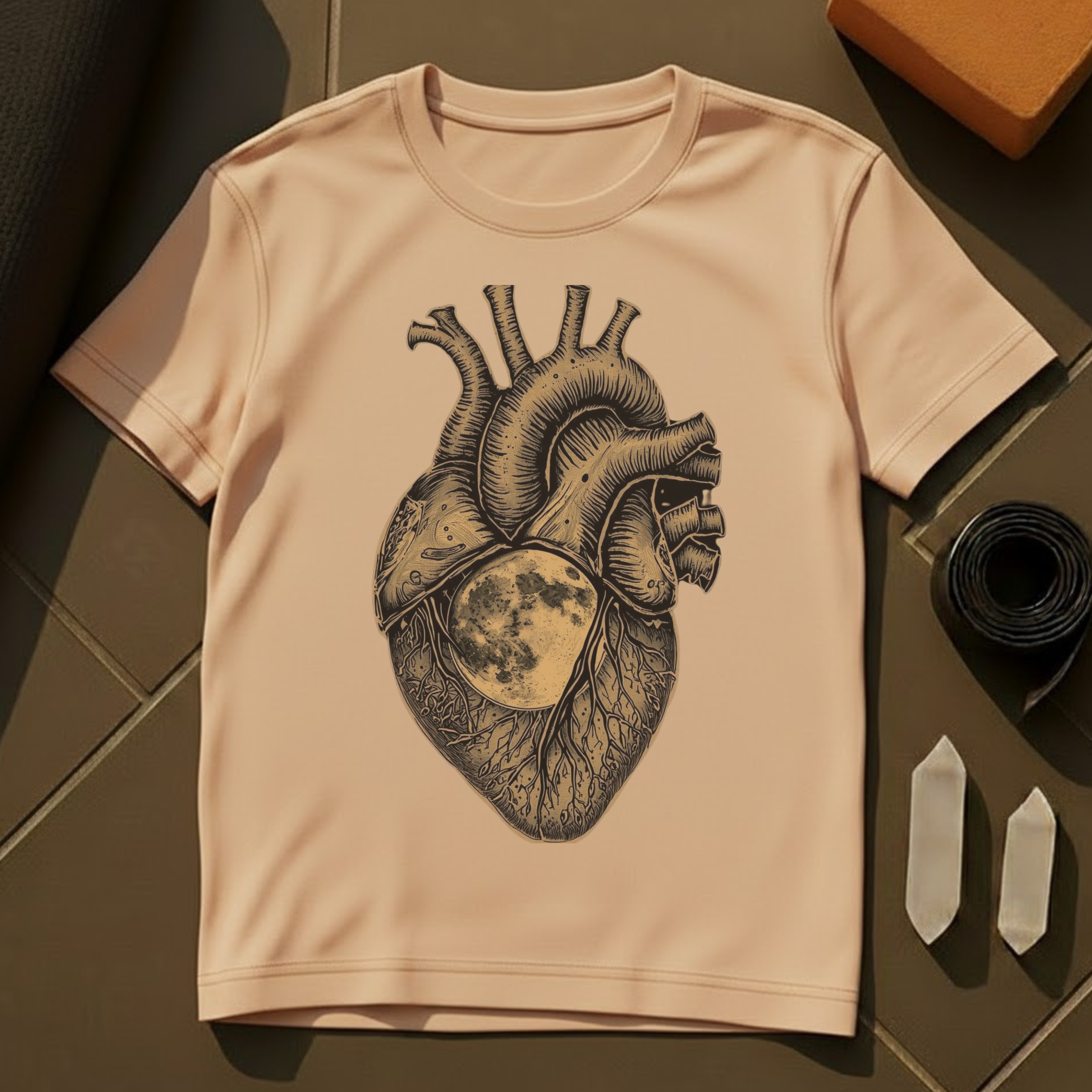 The Moon Is My Heart T-Shirt | Celestial Yoga & Meditation Cotton Tee | Heart Chakra Vibes