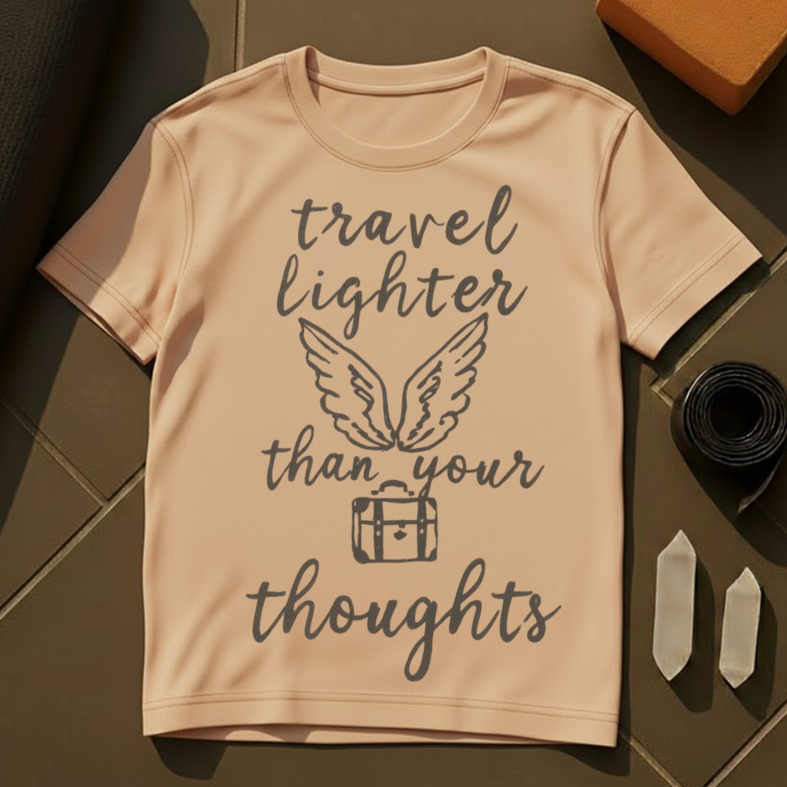Travel Lighter Than Your Thoughts T-Shirt | Mindfulness Travel Yoga Cotton Tee