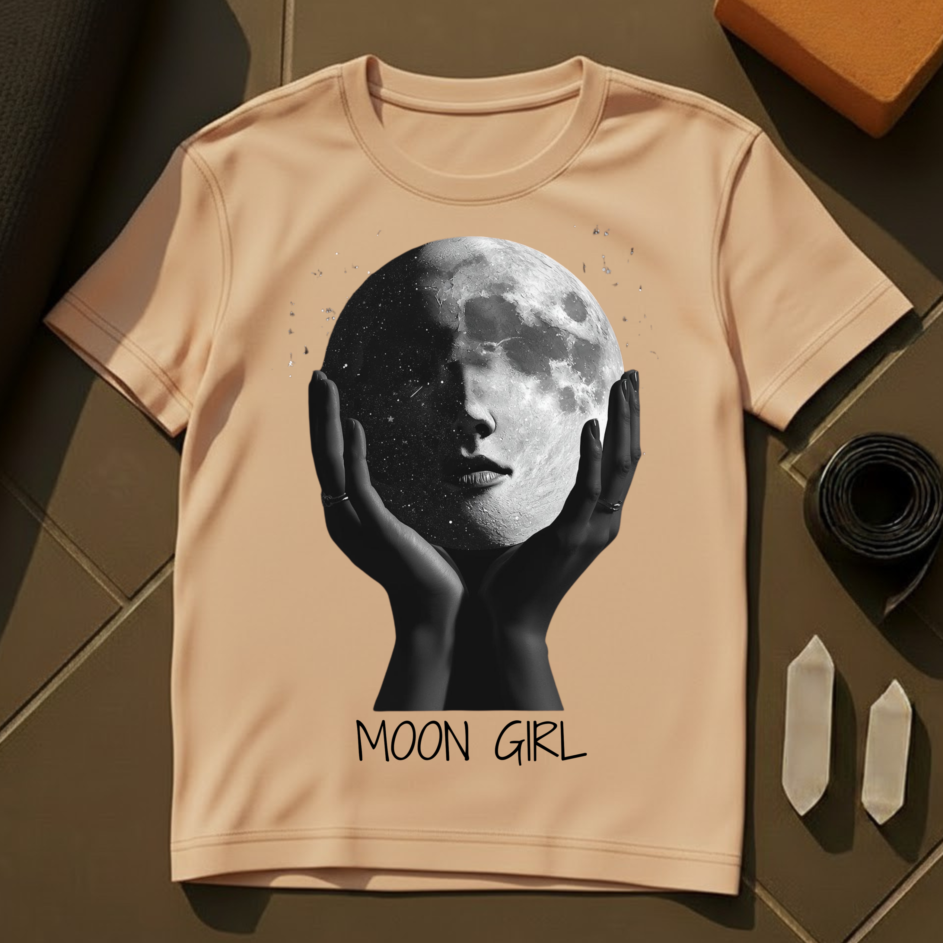Moon Girl Energy T-Shirt | Celestial Yoga & Meditation Cotton Tee