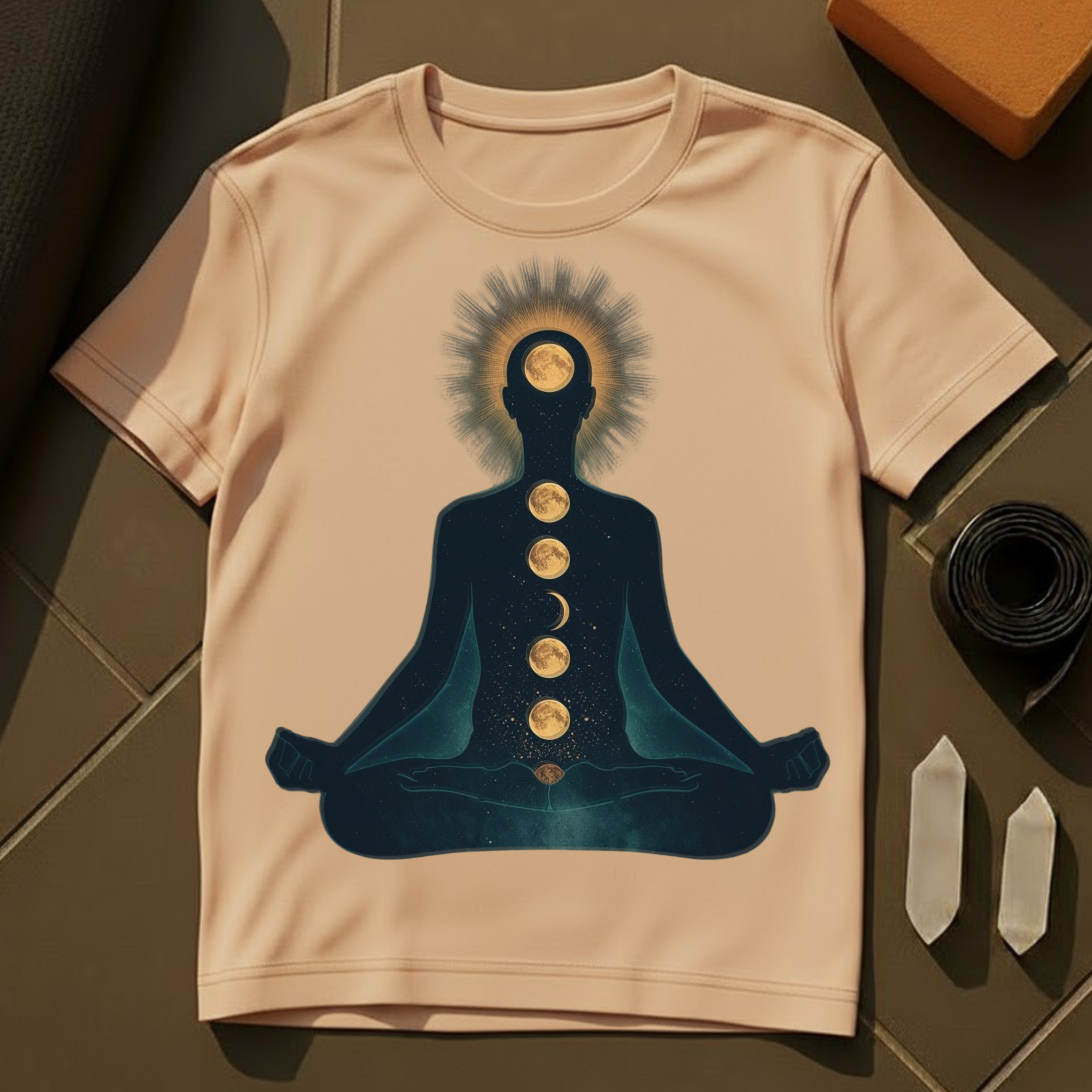 Moon Chakras T-Shirt | Celestial Yoga & Meditation Cotton Tee
