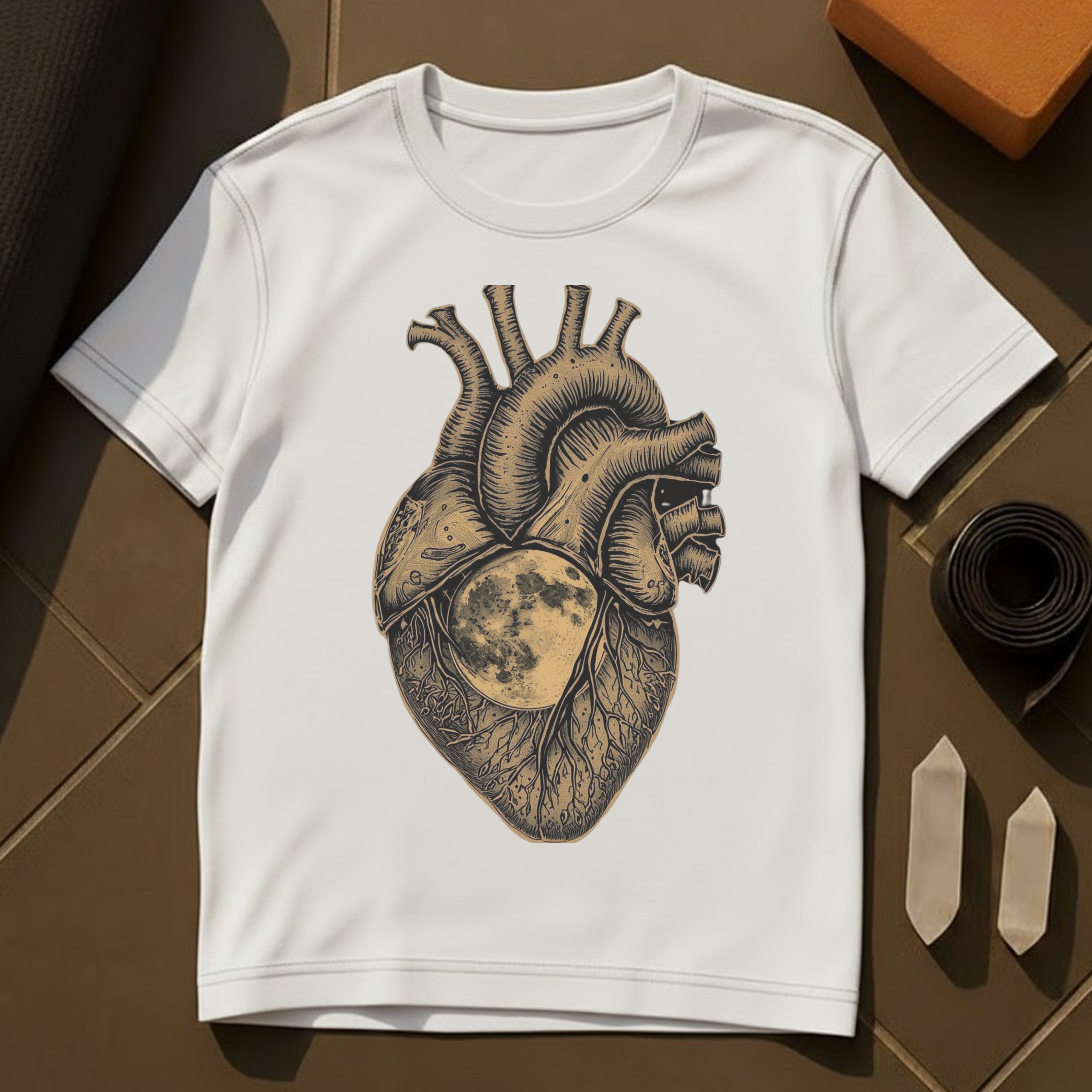 The Moon Is My Heart T-Shirt | Celestial Yoga & Meditation Cotton Tee | Heart Chakra Vibes