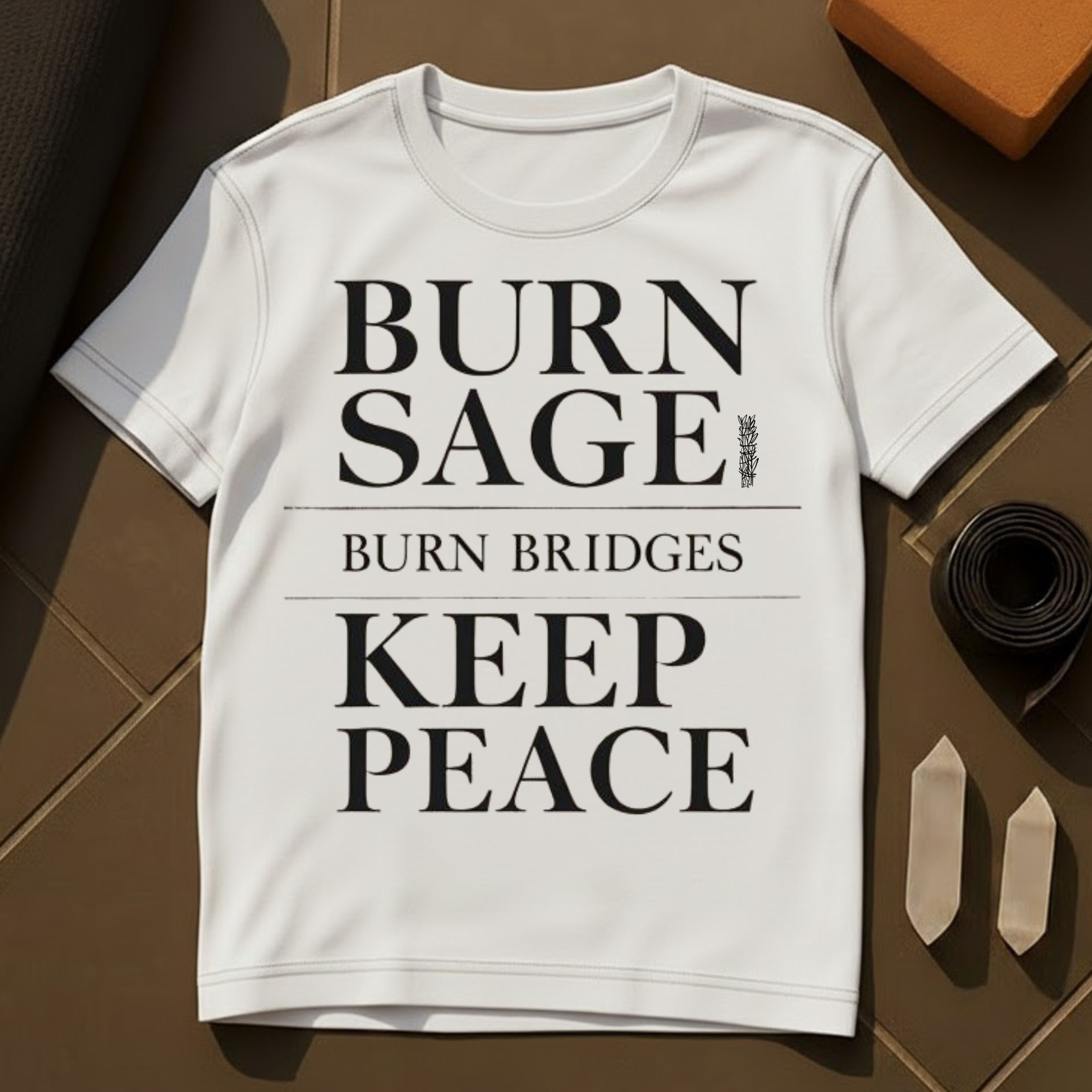 Burn Sage. Burn Bridges. Keep Peace. T-Shirt | Bold Mindfulness Cotton Tee