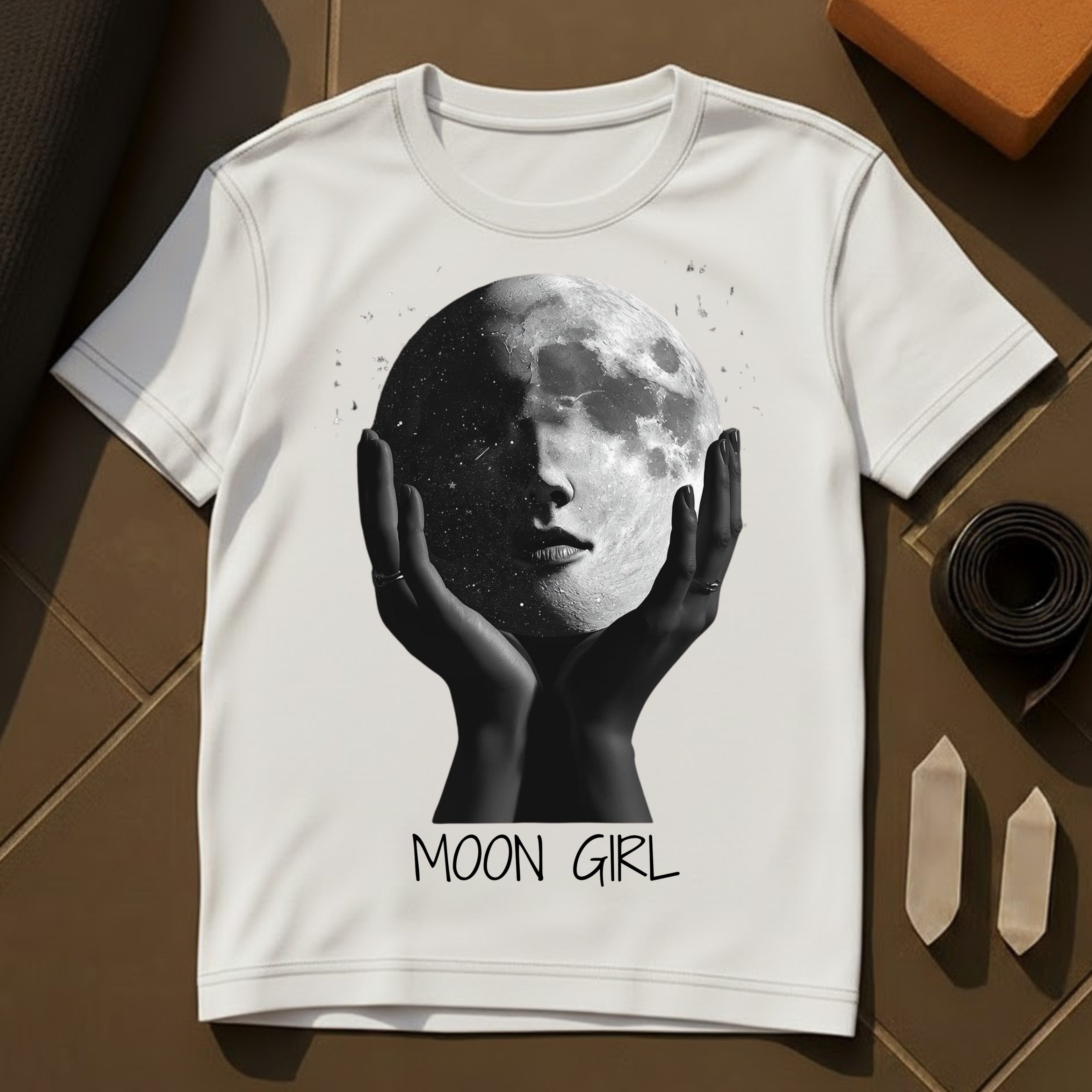 Moon Girl Energy T-Shirt | Celestial Yoga & Meditation Cotton Tee