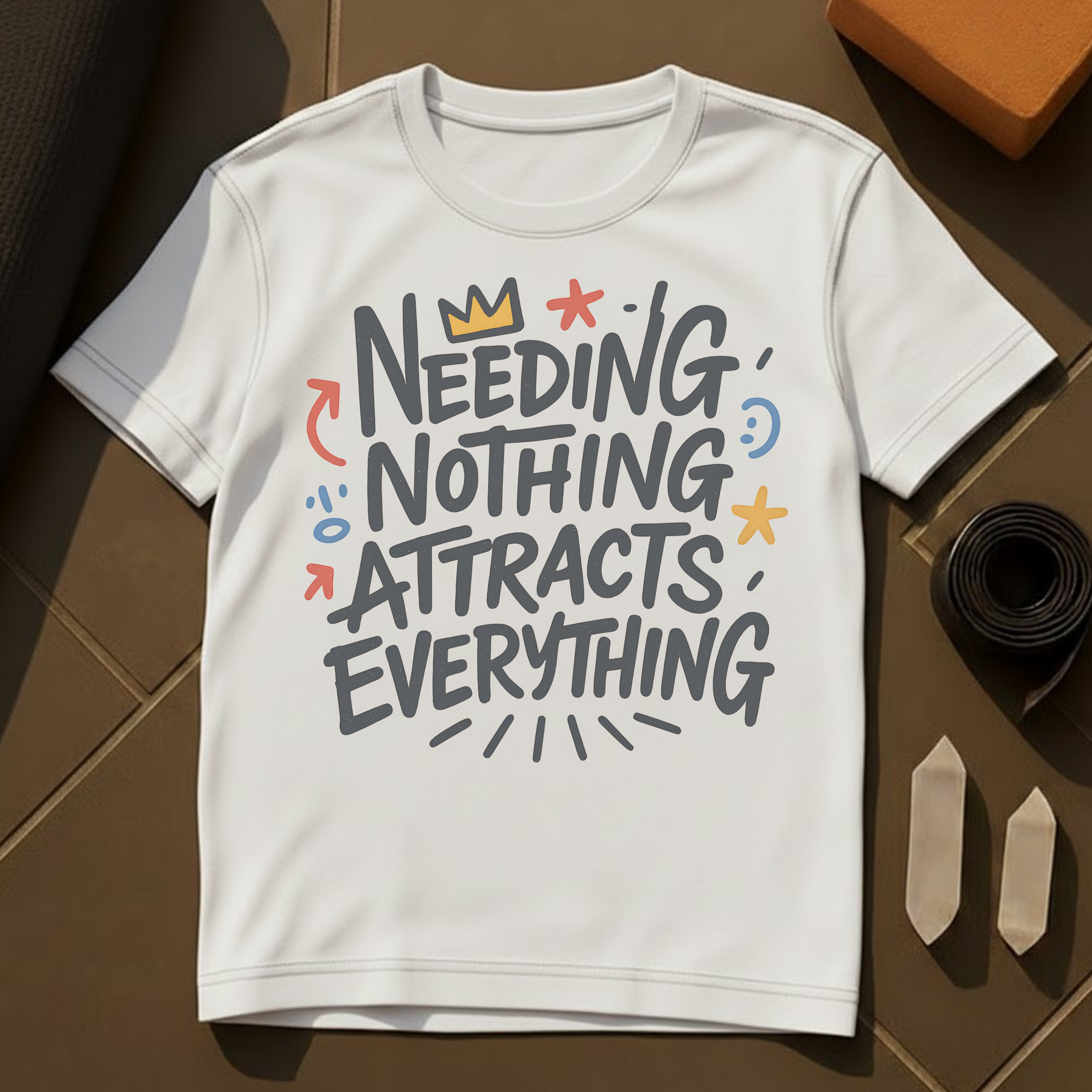 Needing Nothing Attracts Everything T-Shirt | Detachment & Abundance Mindset Cotton Tee