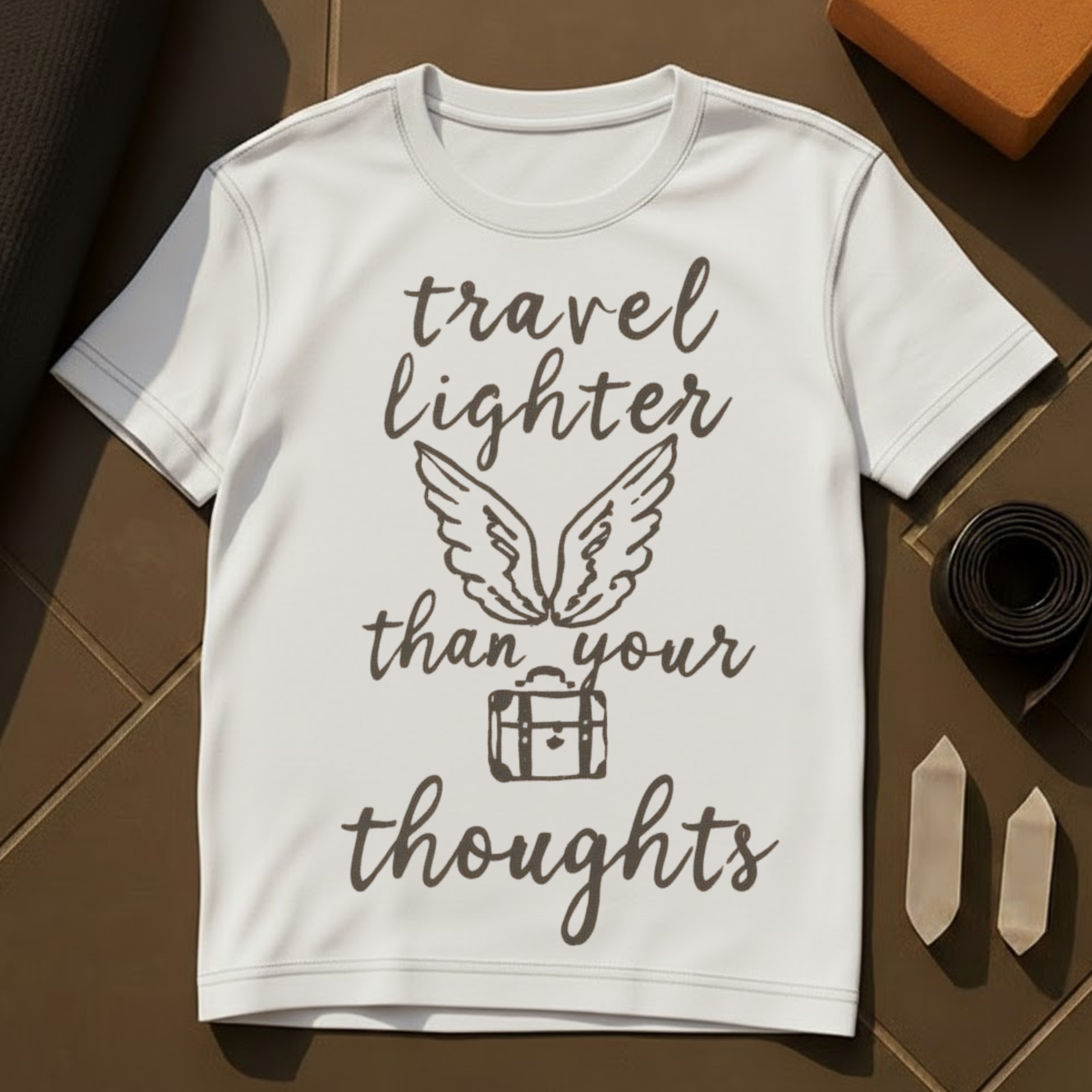 Travel Lighter Than Your Thoughts T-Shirt | Mindfulness Travel Yoga Cotton Tee
