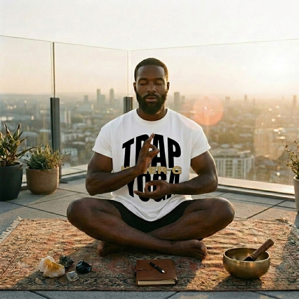 Trap Yoga Inner-G White Tee | Hip Hop Yoga Shirt | Soul Fitted Streetwear