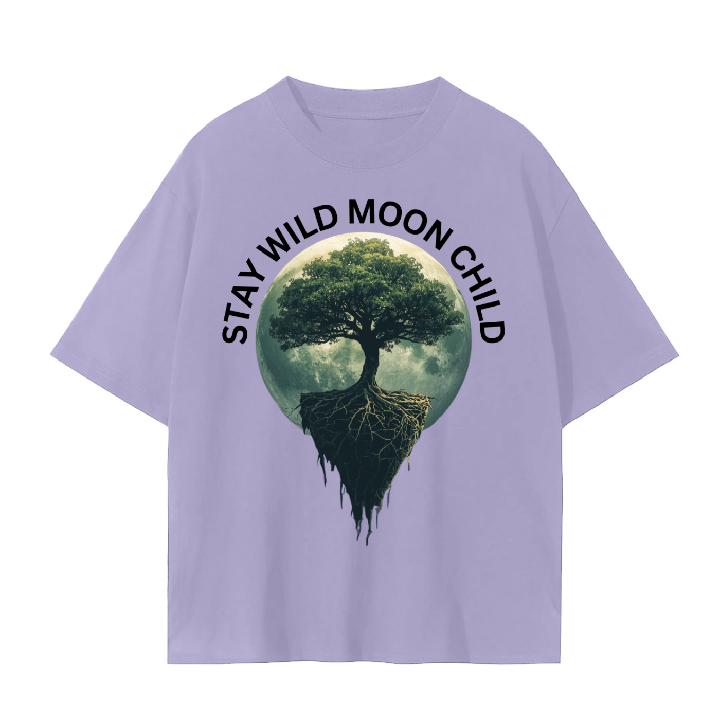 Moon Child Stay Wild T-Shirt | Cosmic Yoga & Meditation Cotton Tee