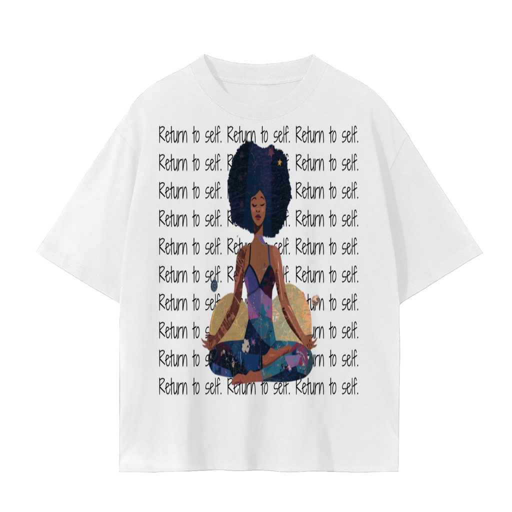 Return to Self Black Women Meditation Shirt | Soft Cotton Mindfulness Tee