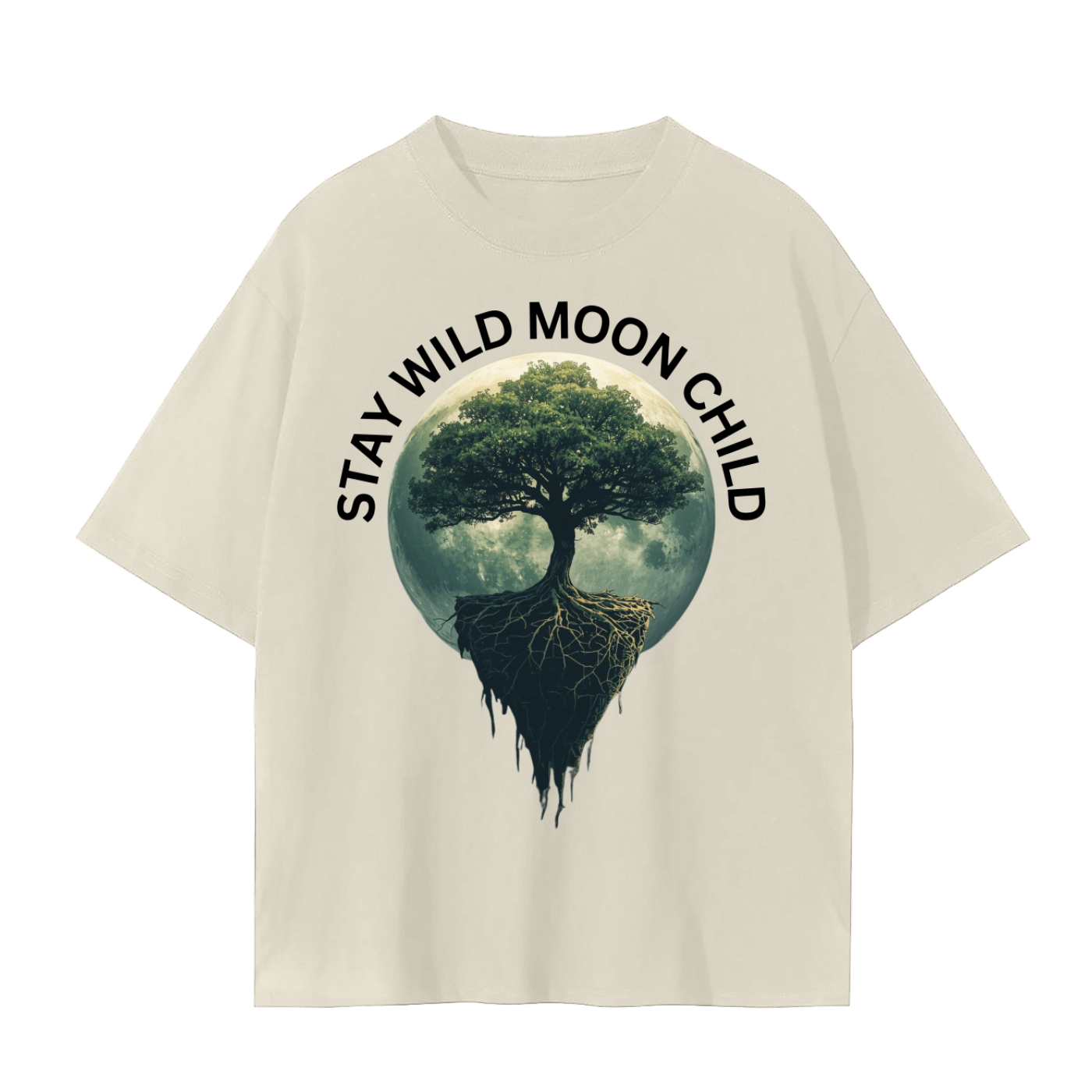 Moon Child Stay Wild T-Shirt | Cosmic Yoga & Meditation Cotton Tee